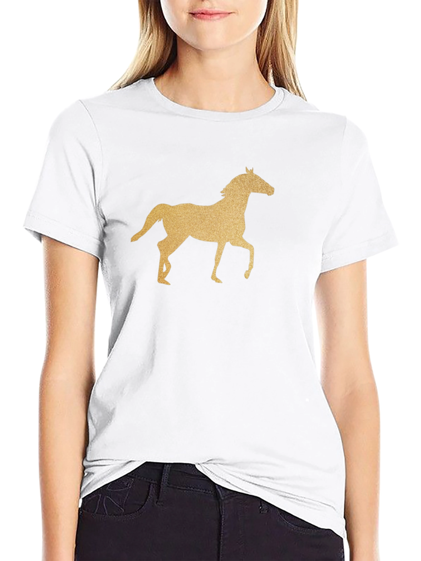 Black Horse Graphic T-Shirt - Equestrian Style