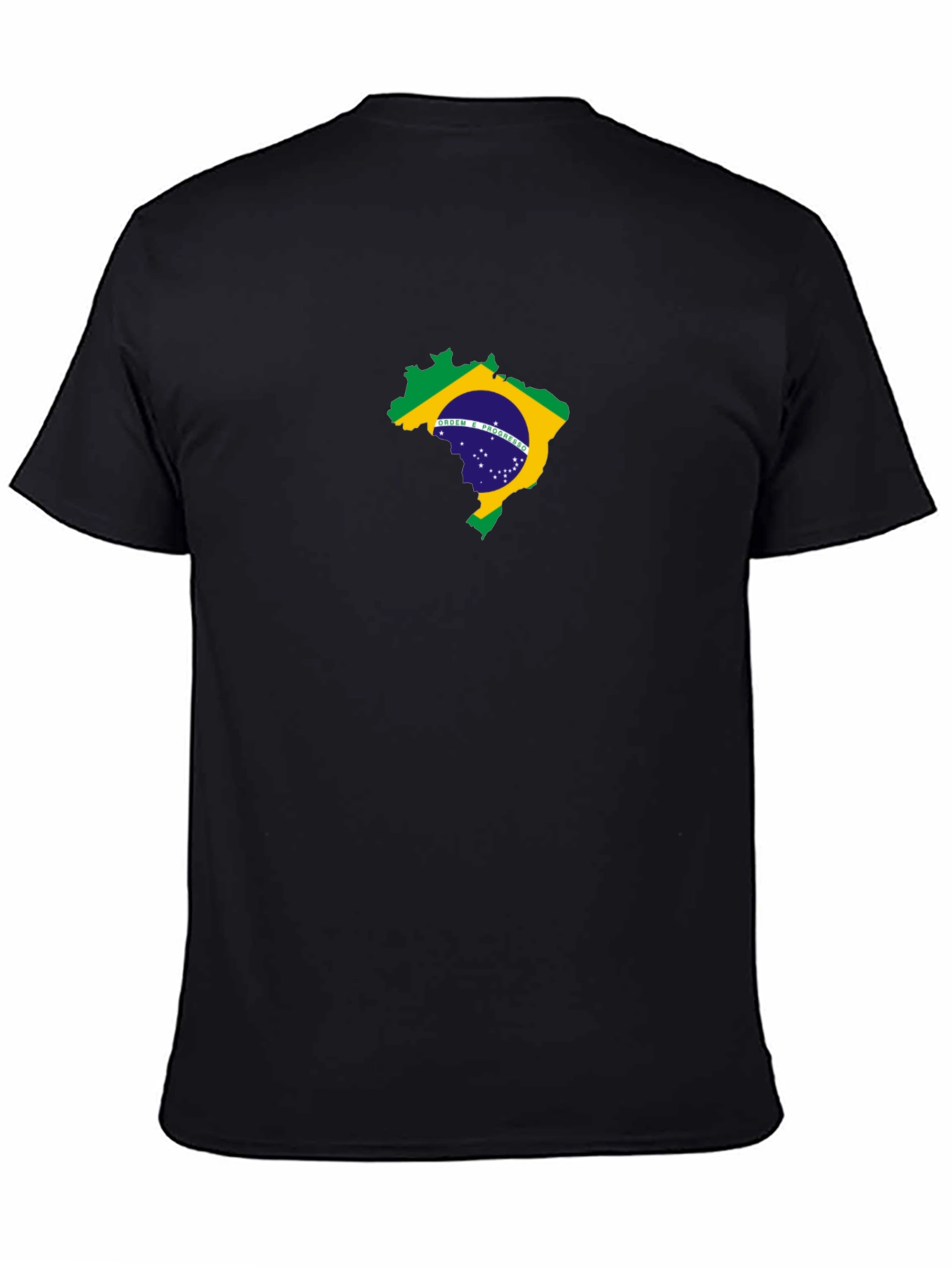 Brazil Flag Map Graphic Black T-Shirt