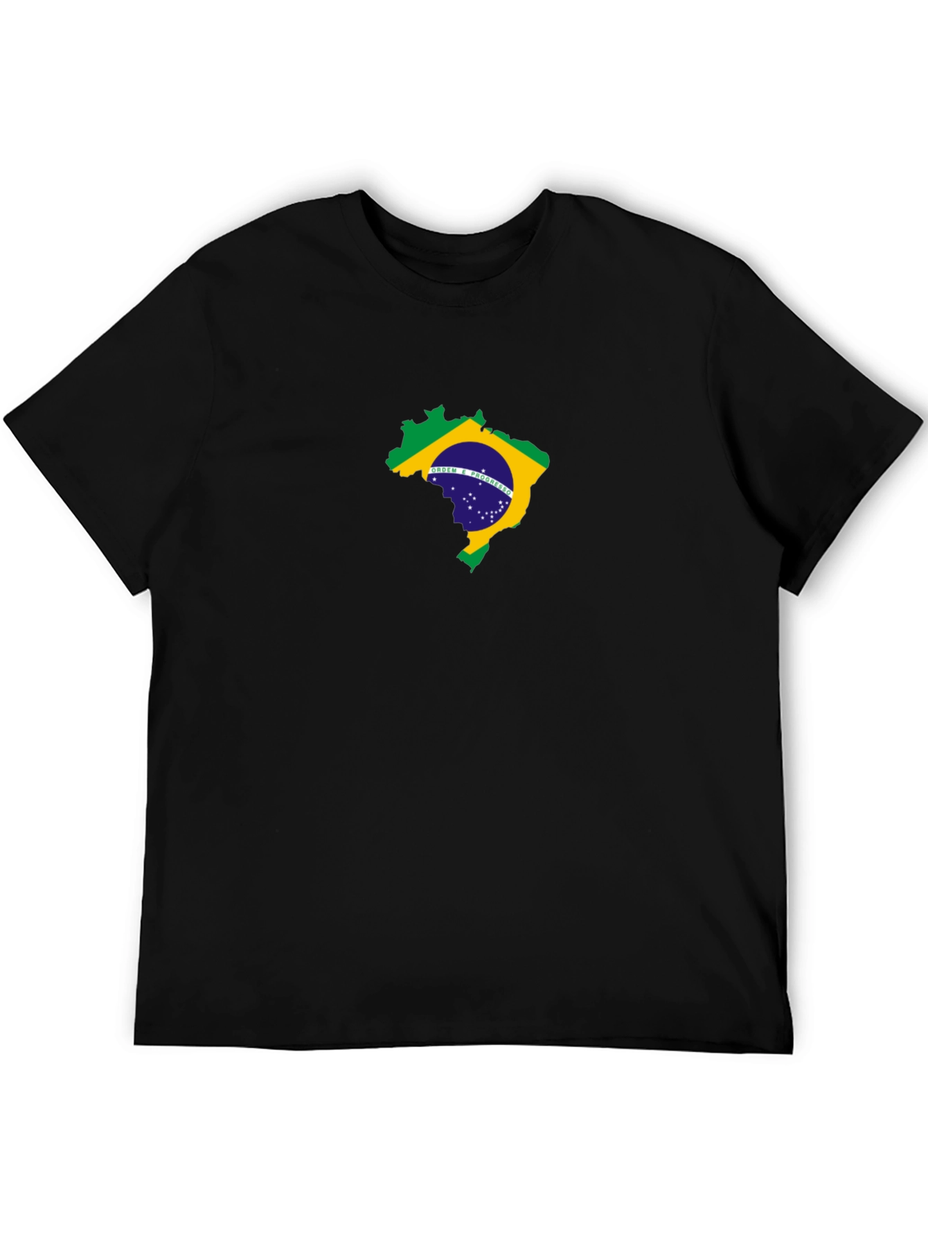 Brazil Flag Map Graphic Black T-Shirt