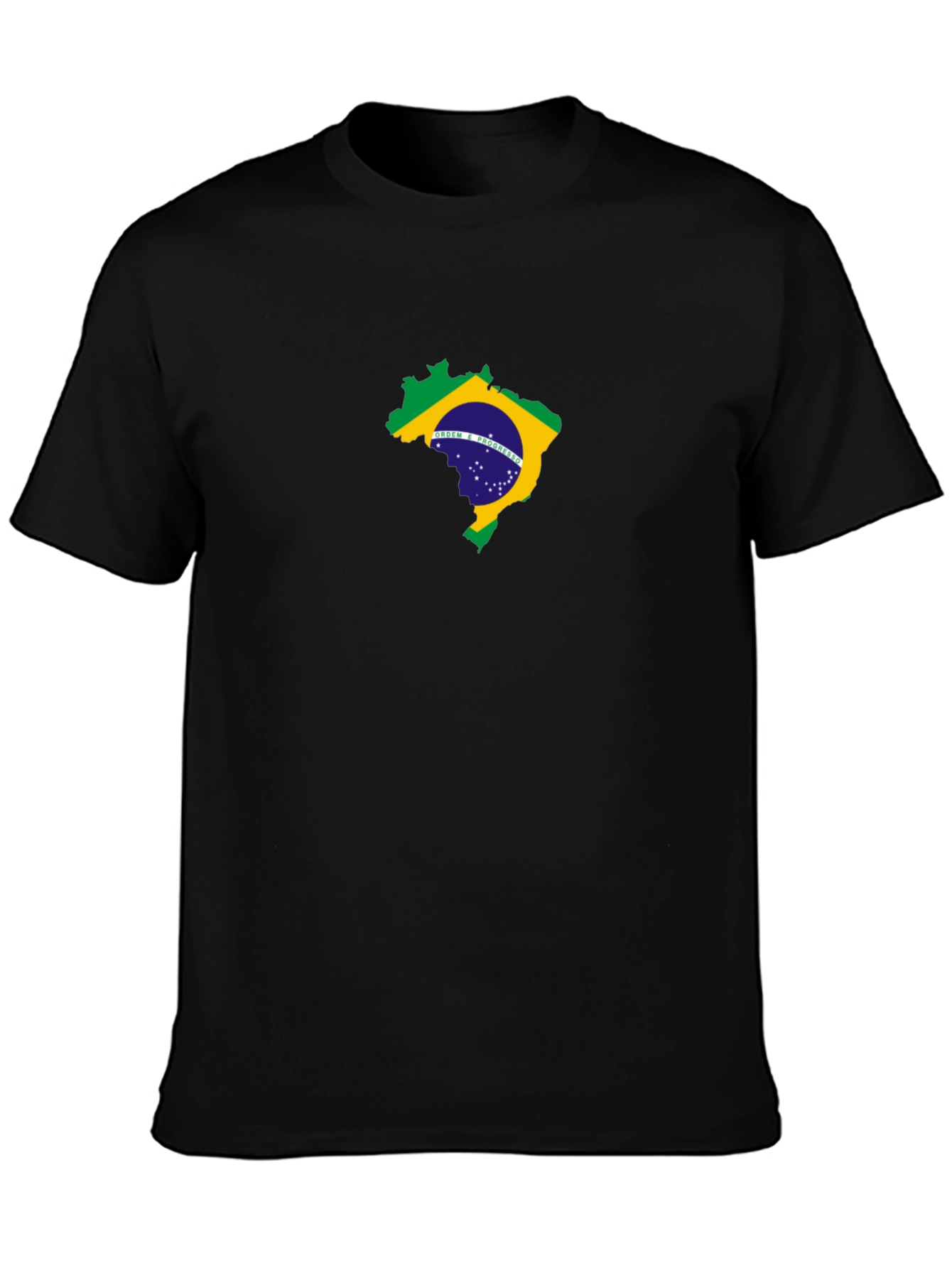 Brazil Flag Map Graphic Black T-Shirt