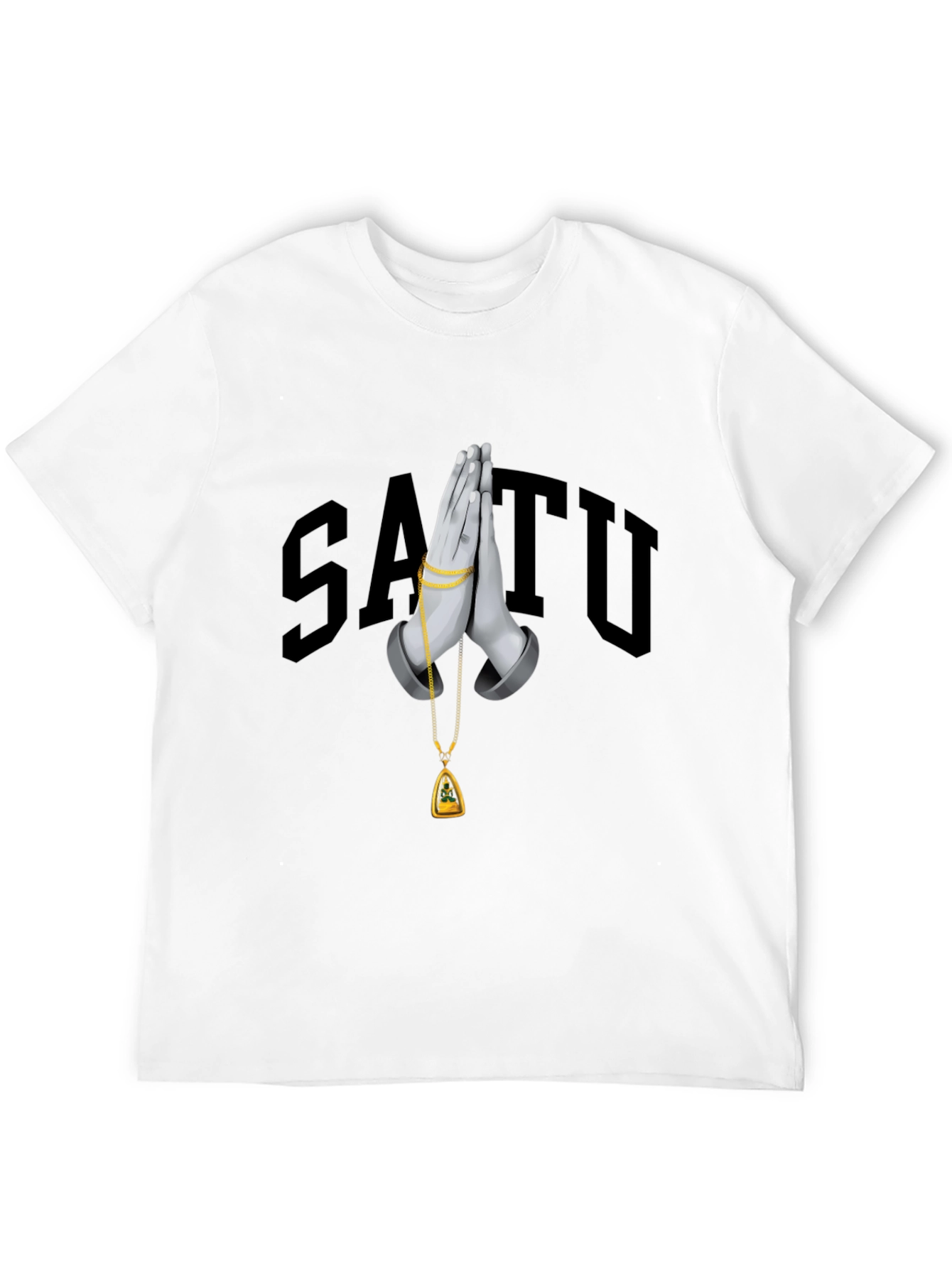 Stylish Black Graphic T-Shirt with Praying Hands Design