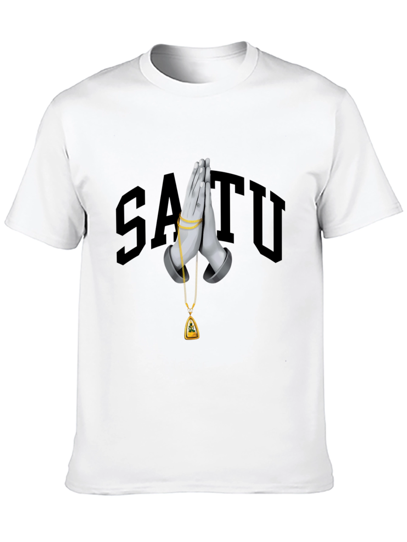 Stylish Black Graphic T-Shirt with Praying Hands Design