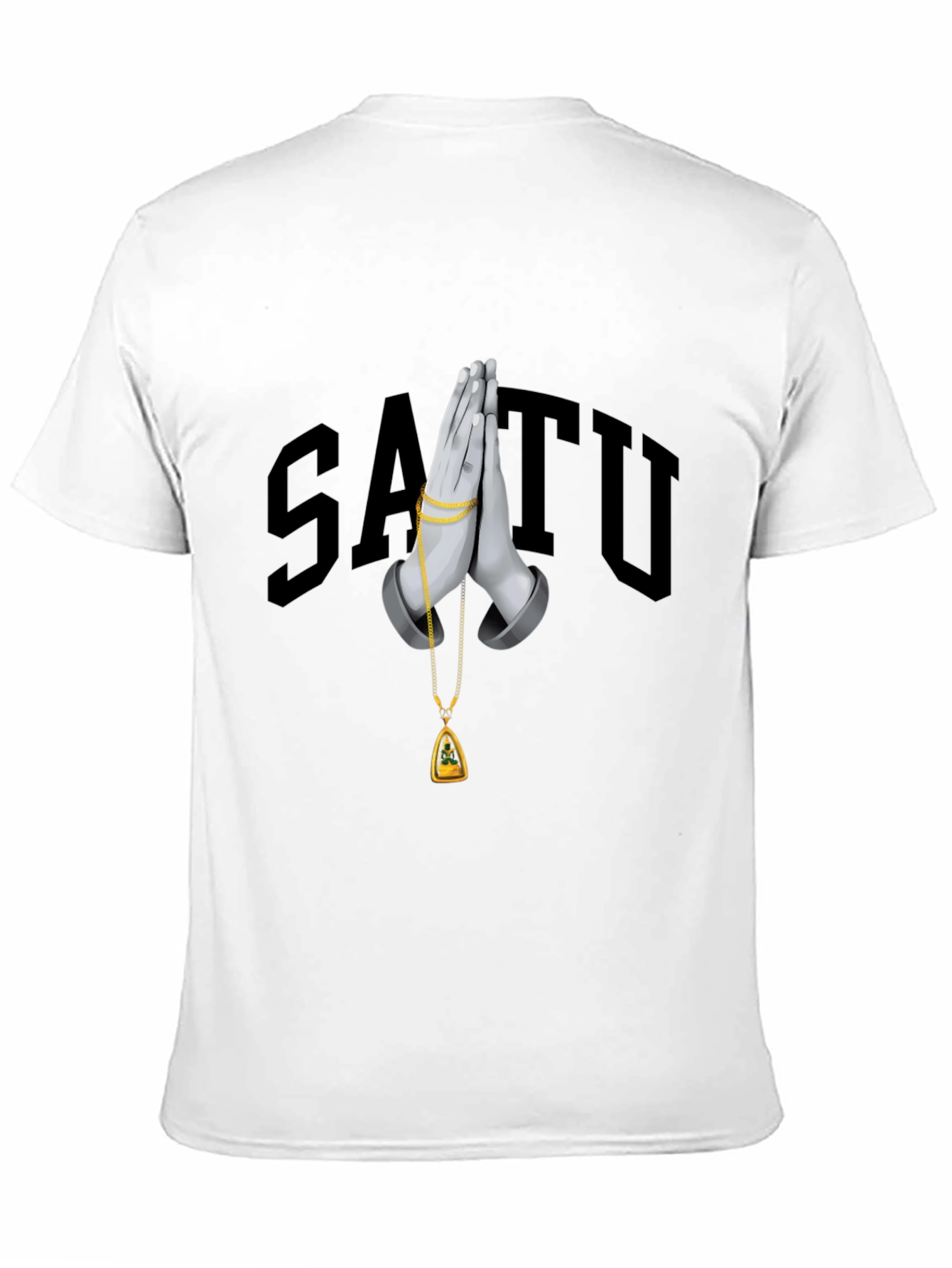 Stylish Black Graphic T-Shirt with Praying Hands Design