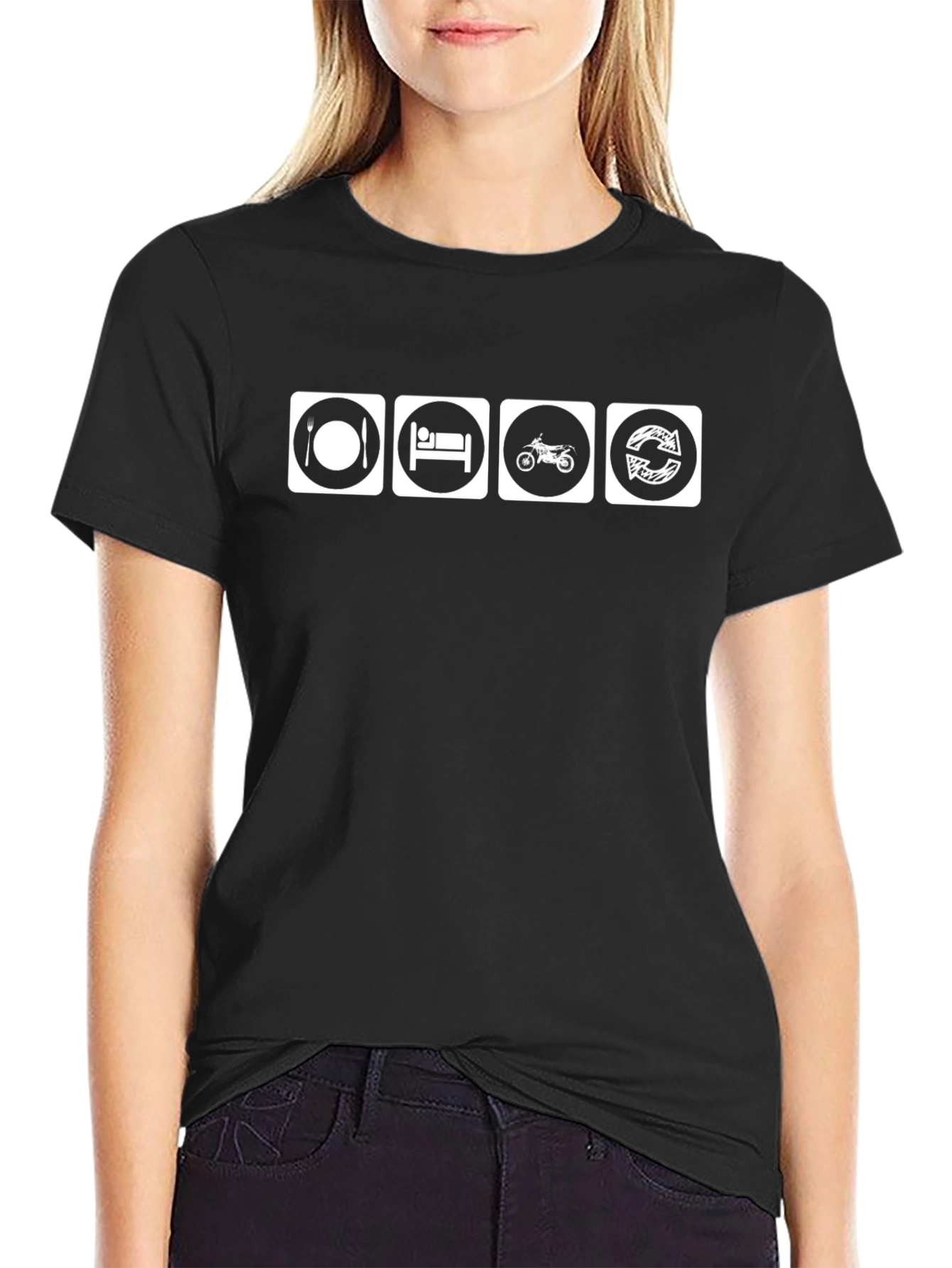 Eat Sleep Ride Repeat Black Graphic Tee