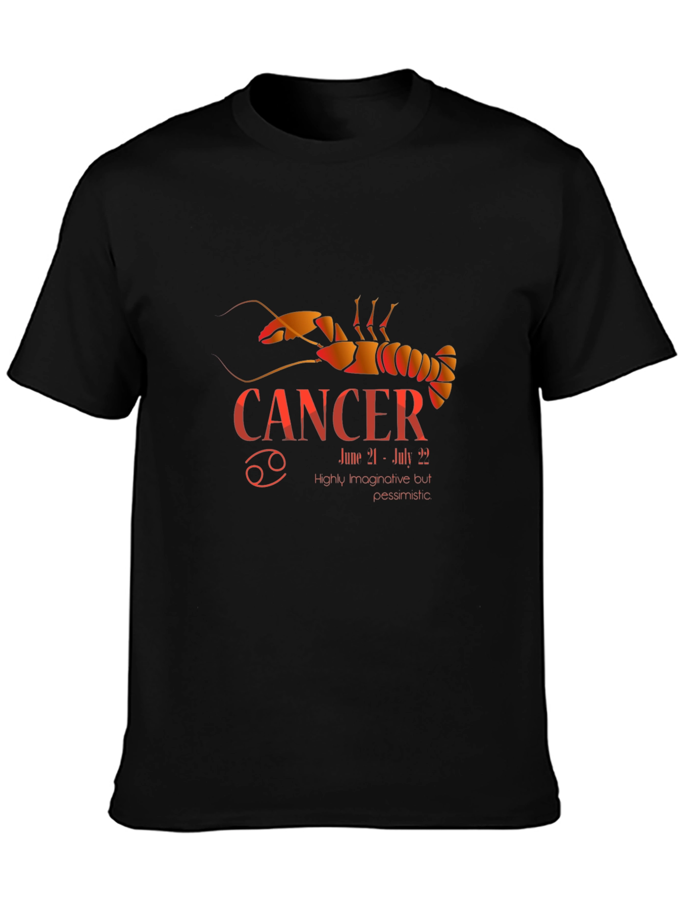 Cancer Zodiac T-Shirt - Black Graphic Tee