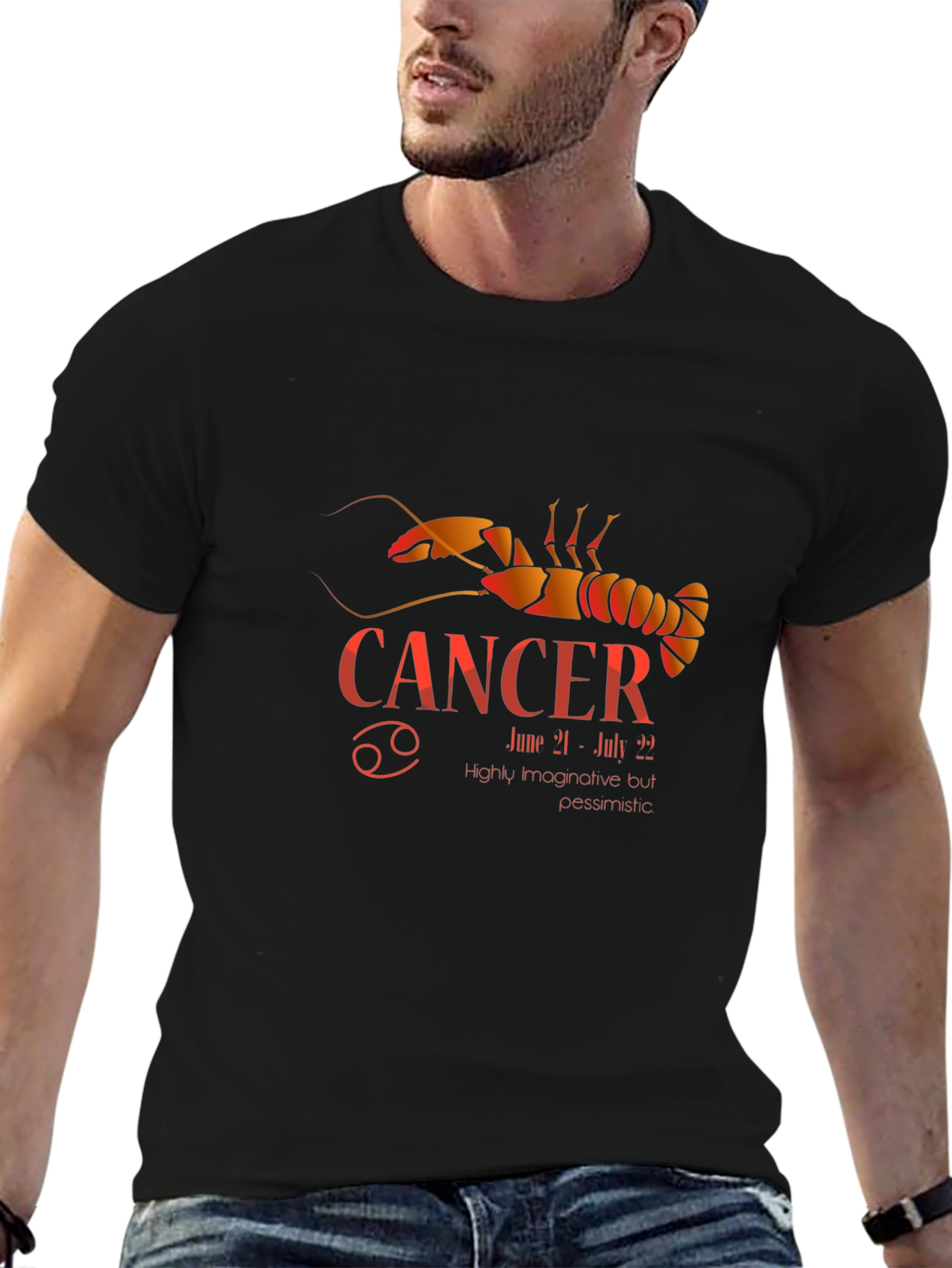 Cancer Zodiac T-Shirt - Black Graphic Tee