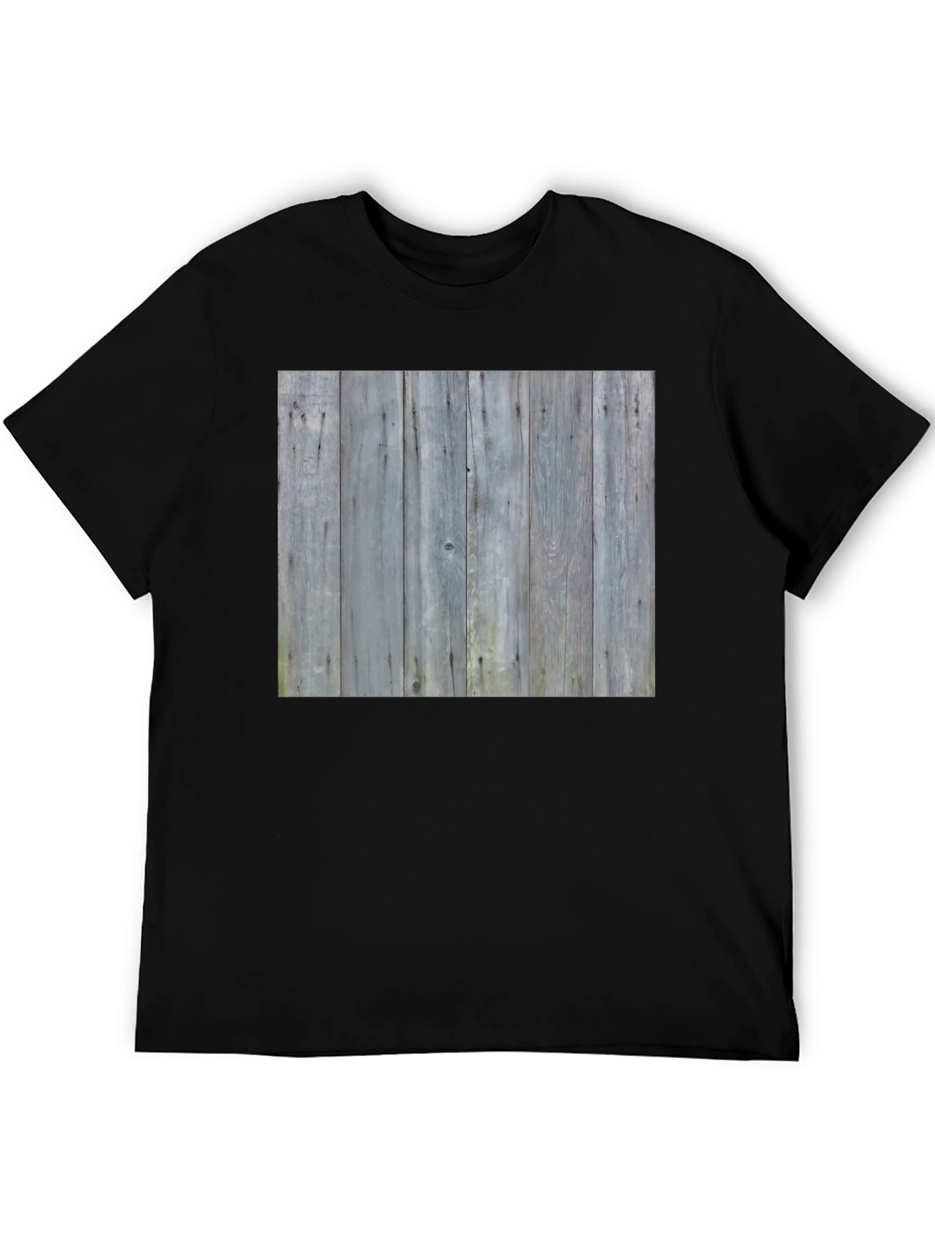 Rustic Wood Print Tee - Black Casual Shirt