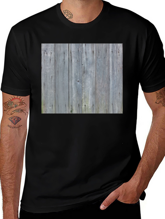 Rustic Wood Print Tee - Black Casual Shirt