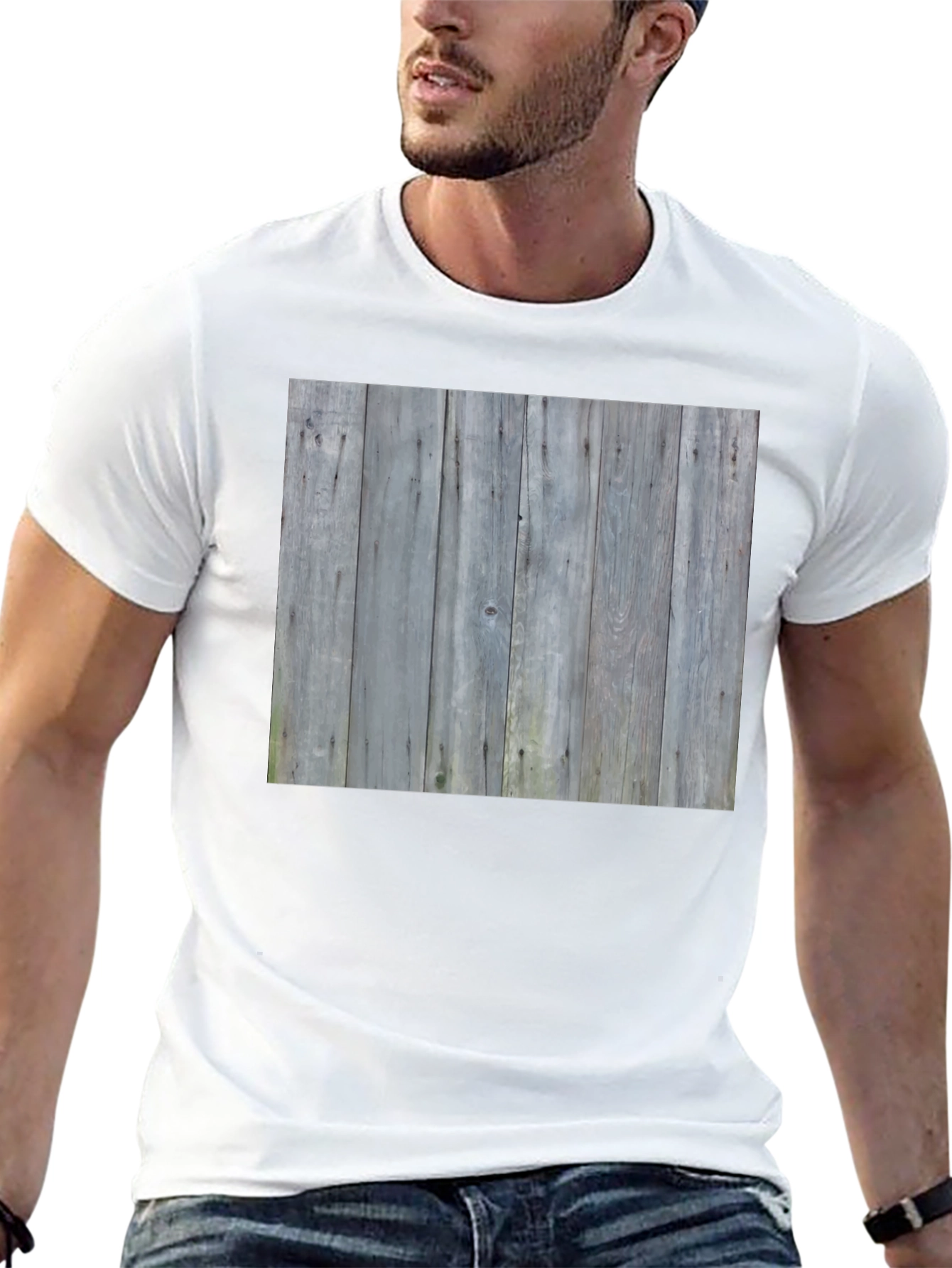 Rustic Wood Print Tee - Black Casual Shirt