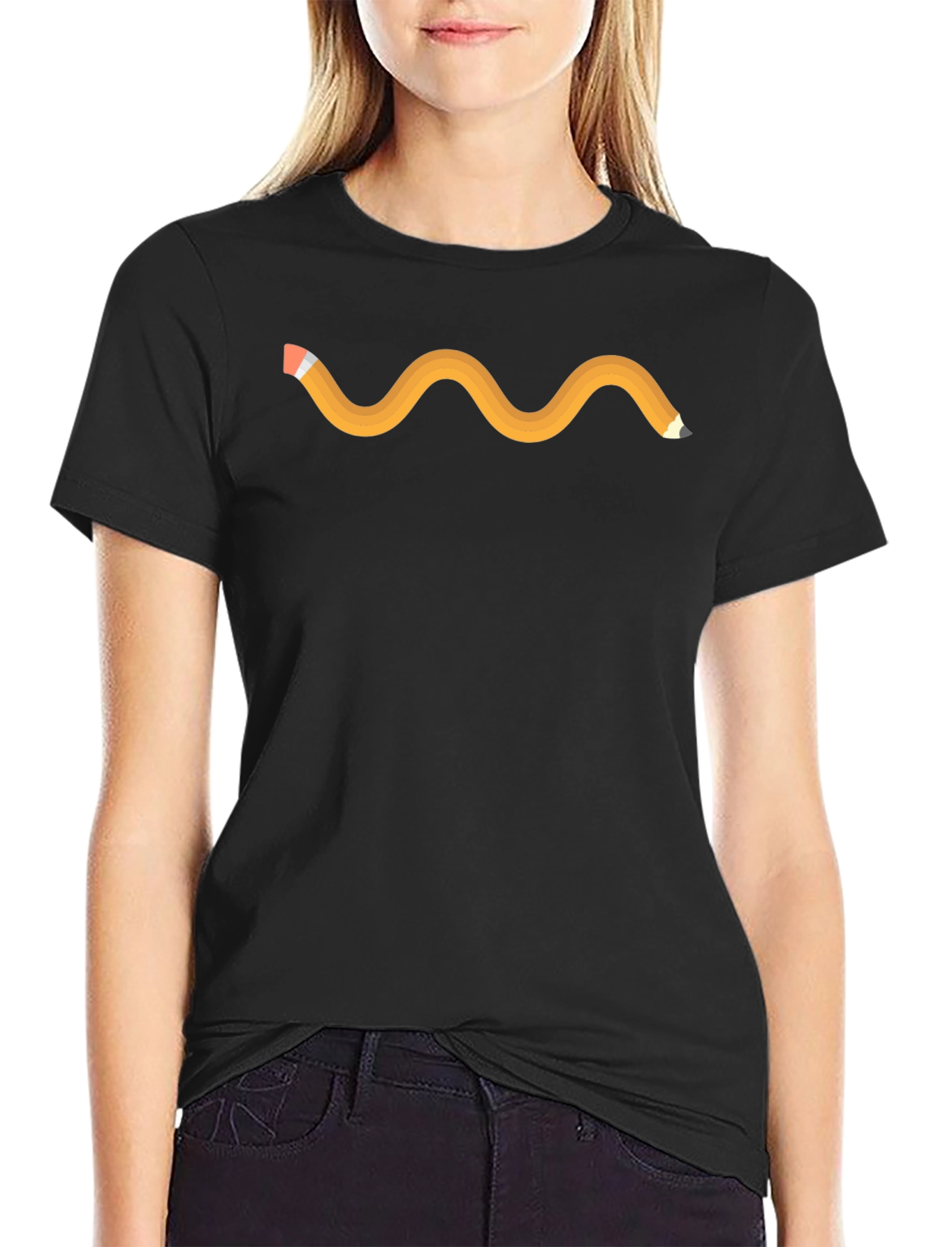 Wavy Pencil Graphic Tee - Black