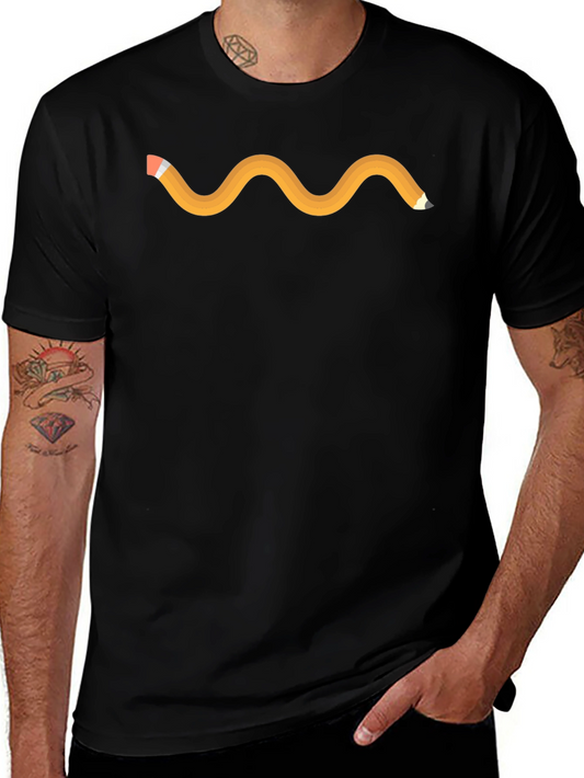 Wavy Pencil Graphic Tee - Black