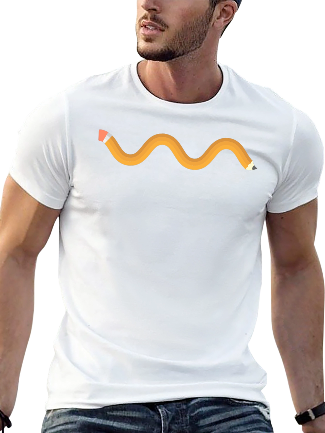 Wavy Pencil Graphic Tee - Black