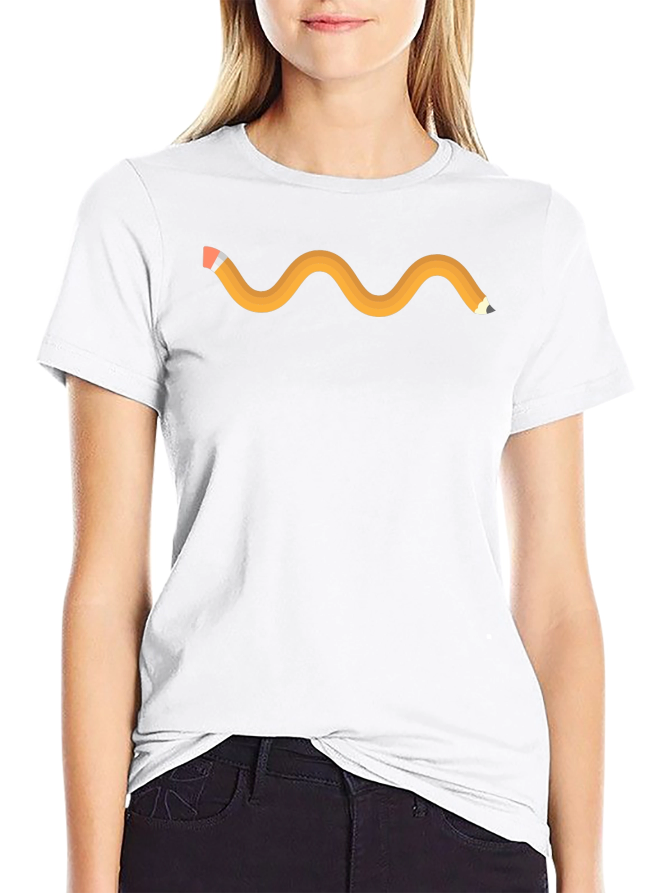 Wavy Pencil Graphic Tee - Black
