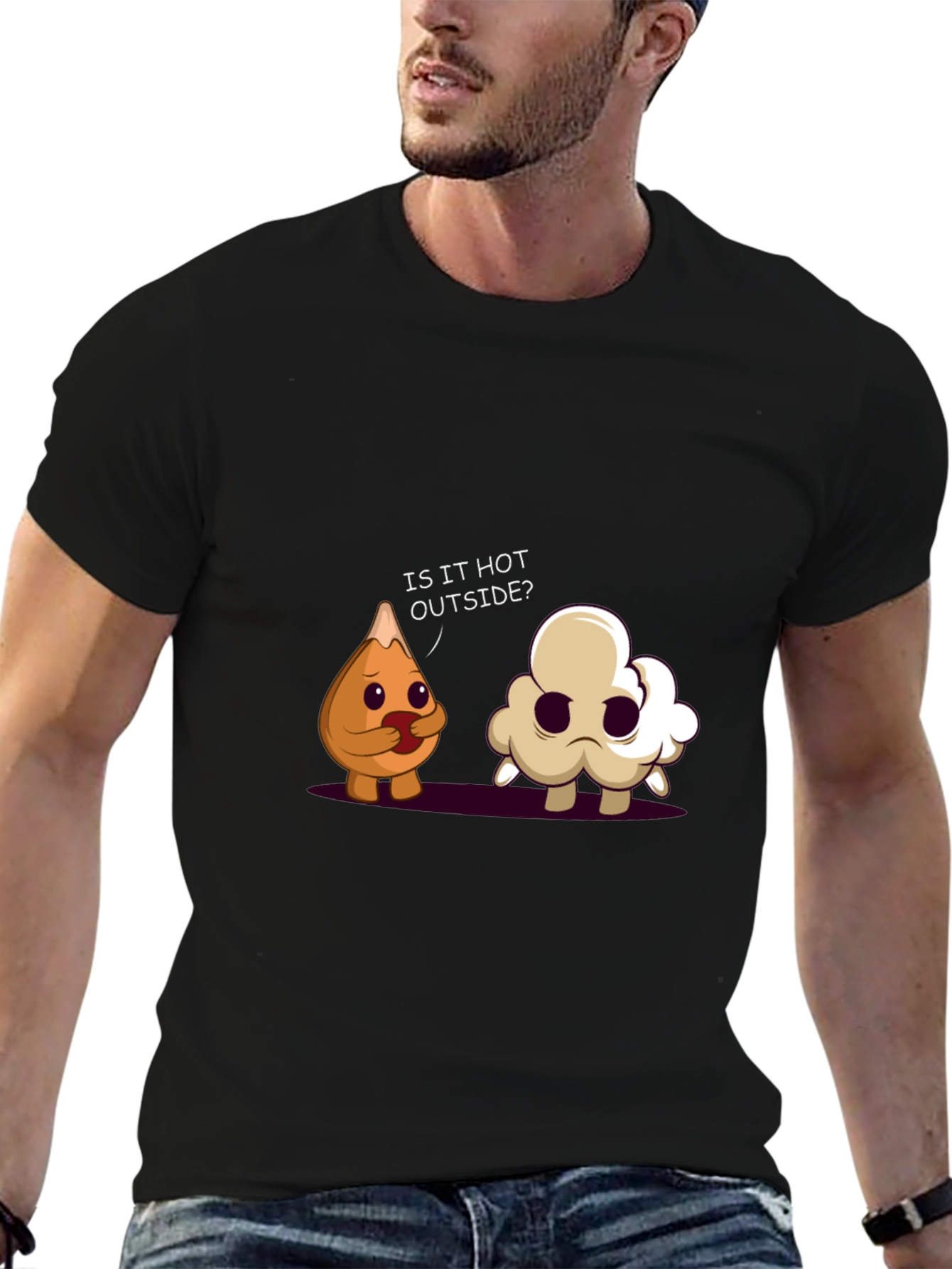 Funny Cartoon Graphic Black T-Shirt