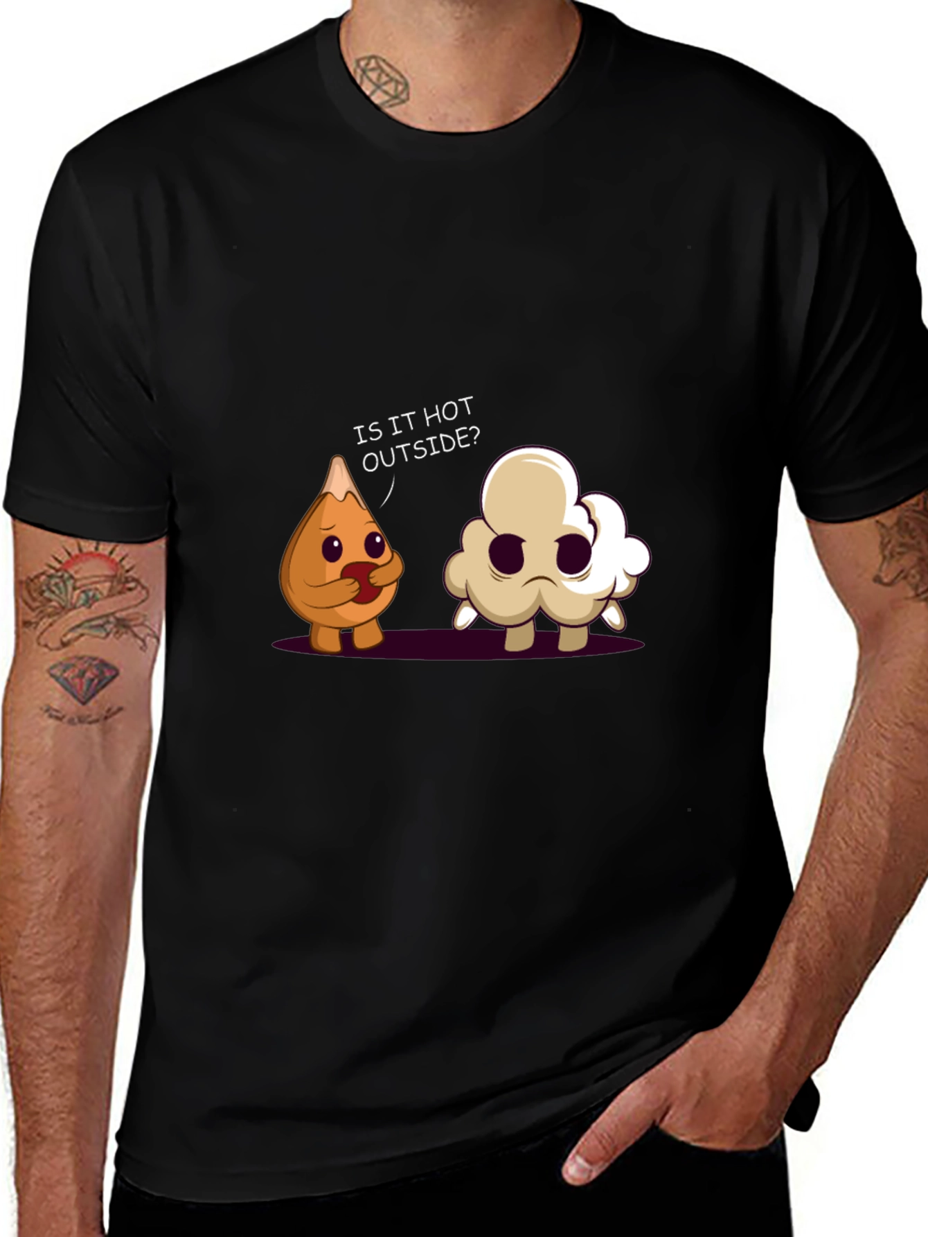 Funny Cartoon Graphic Black T-Shirt