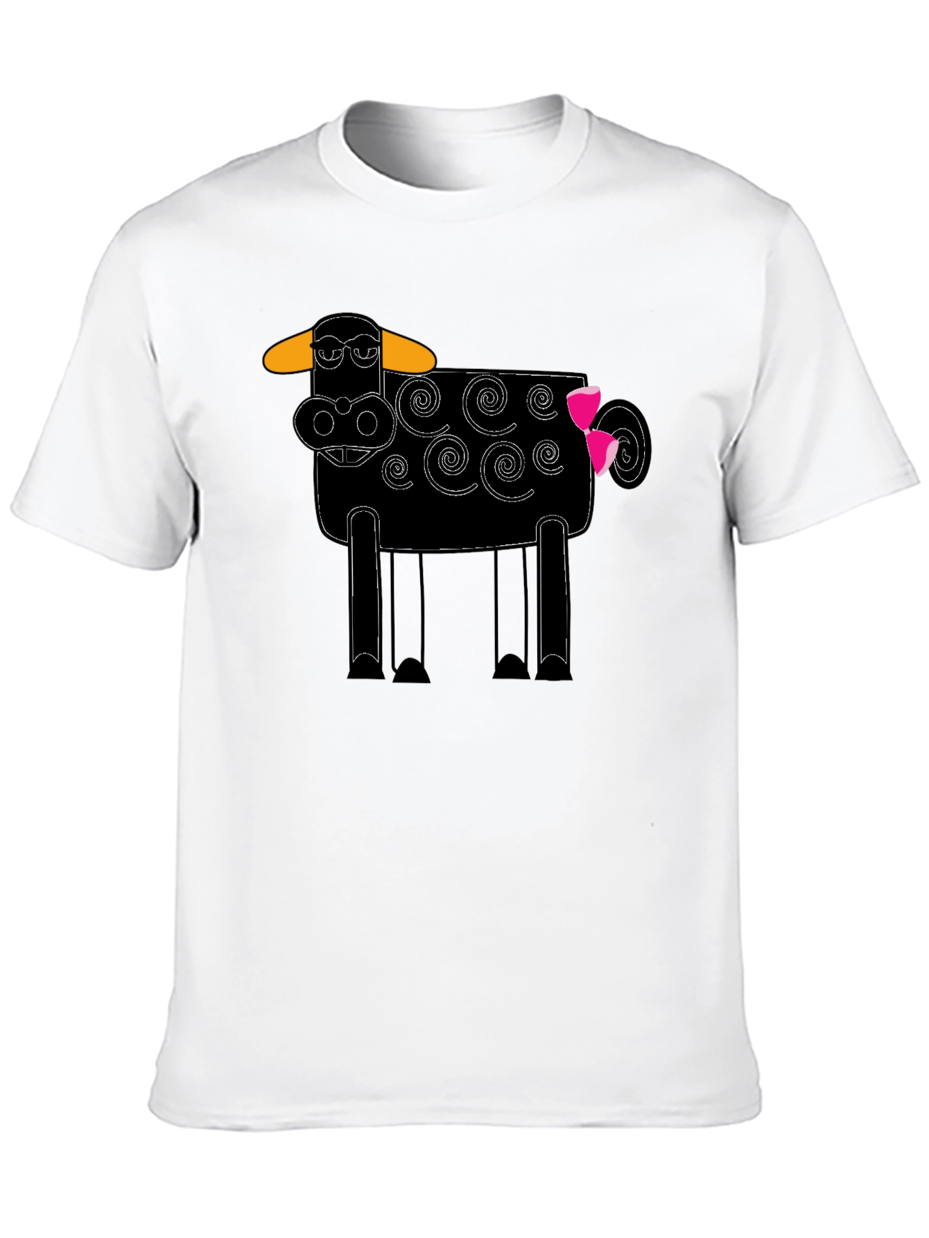 Whimsical Cow Graphic Tee - Black Cotton Blend