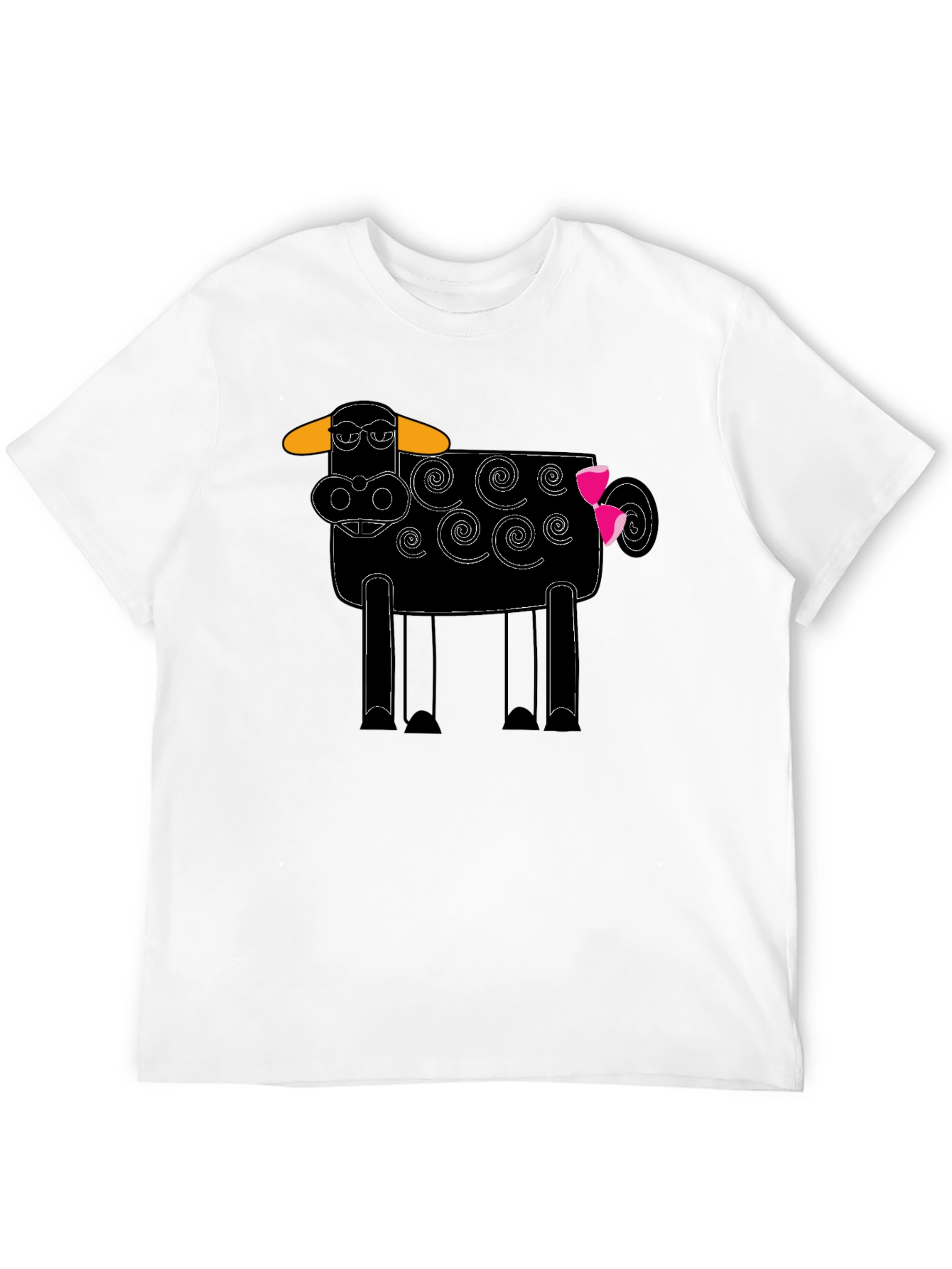Whimsical Cow Graphic Tee - Black Cotton Blend