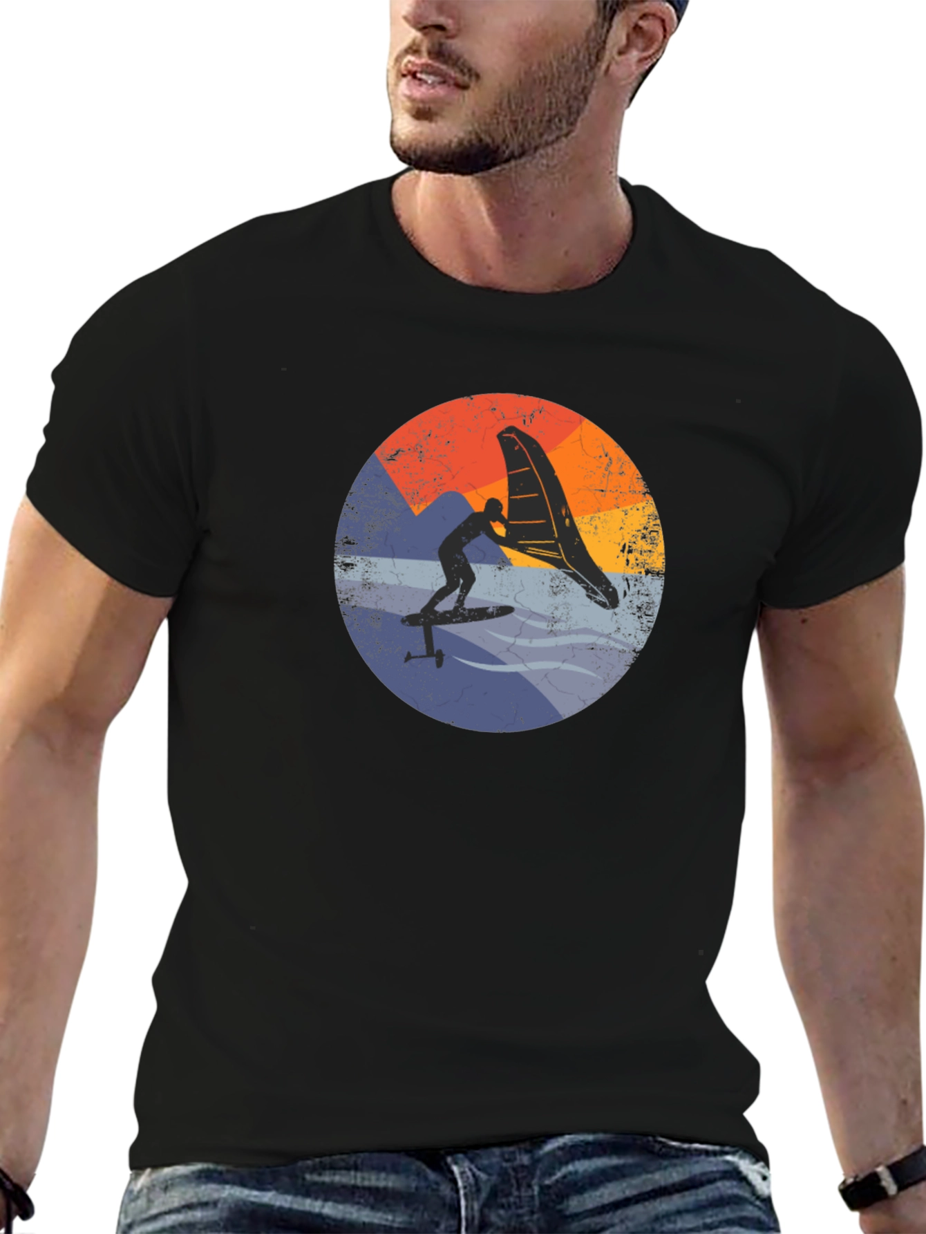 Retro Wing Foiling T-Shirt - Black Surf Tee