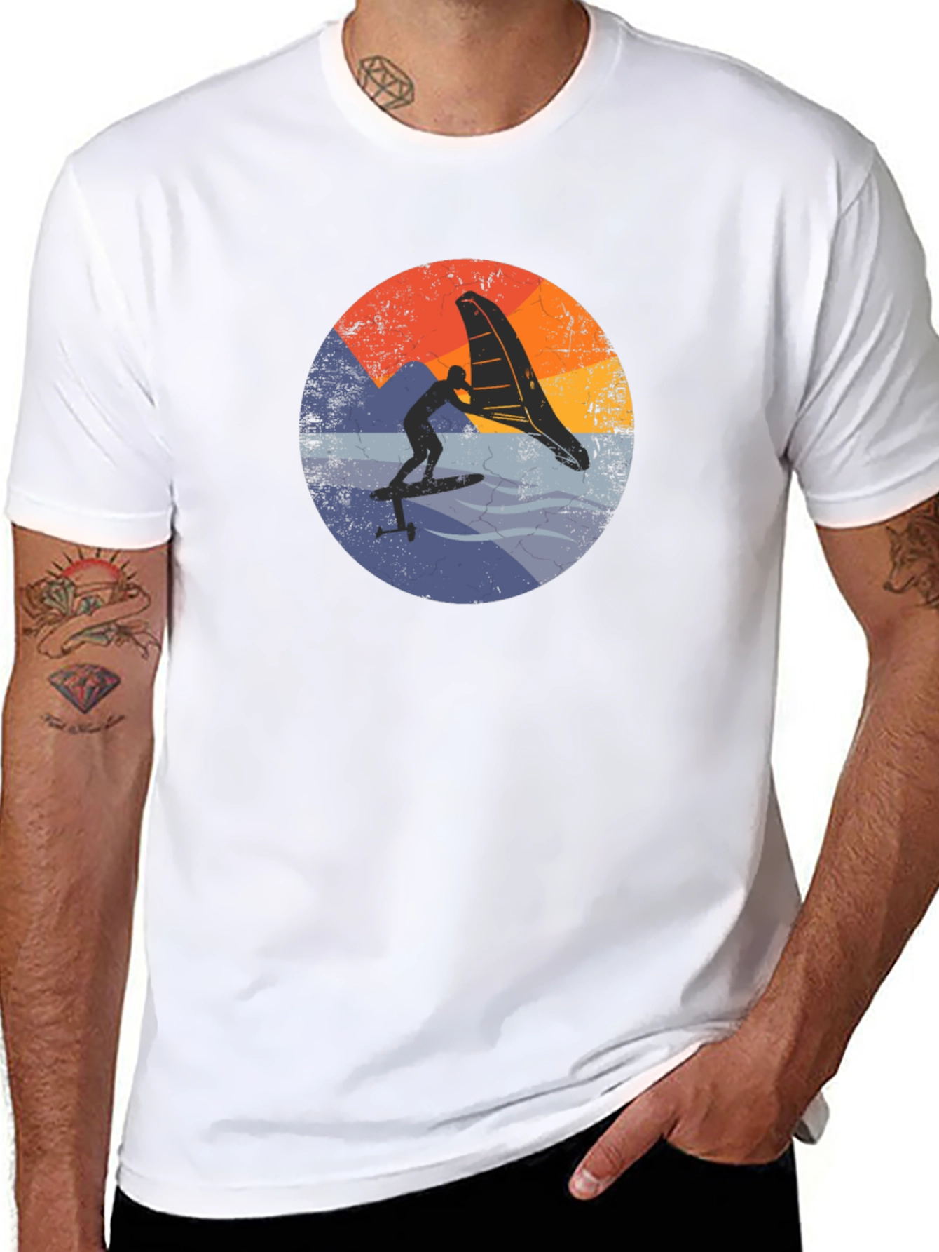 Retro Wing Foiling T-Shirt - Black Surf Tee