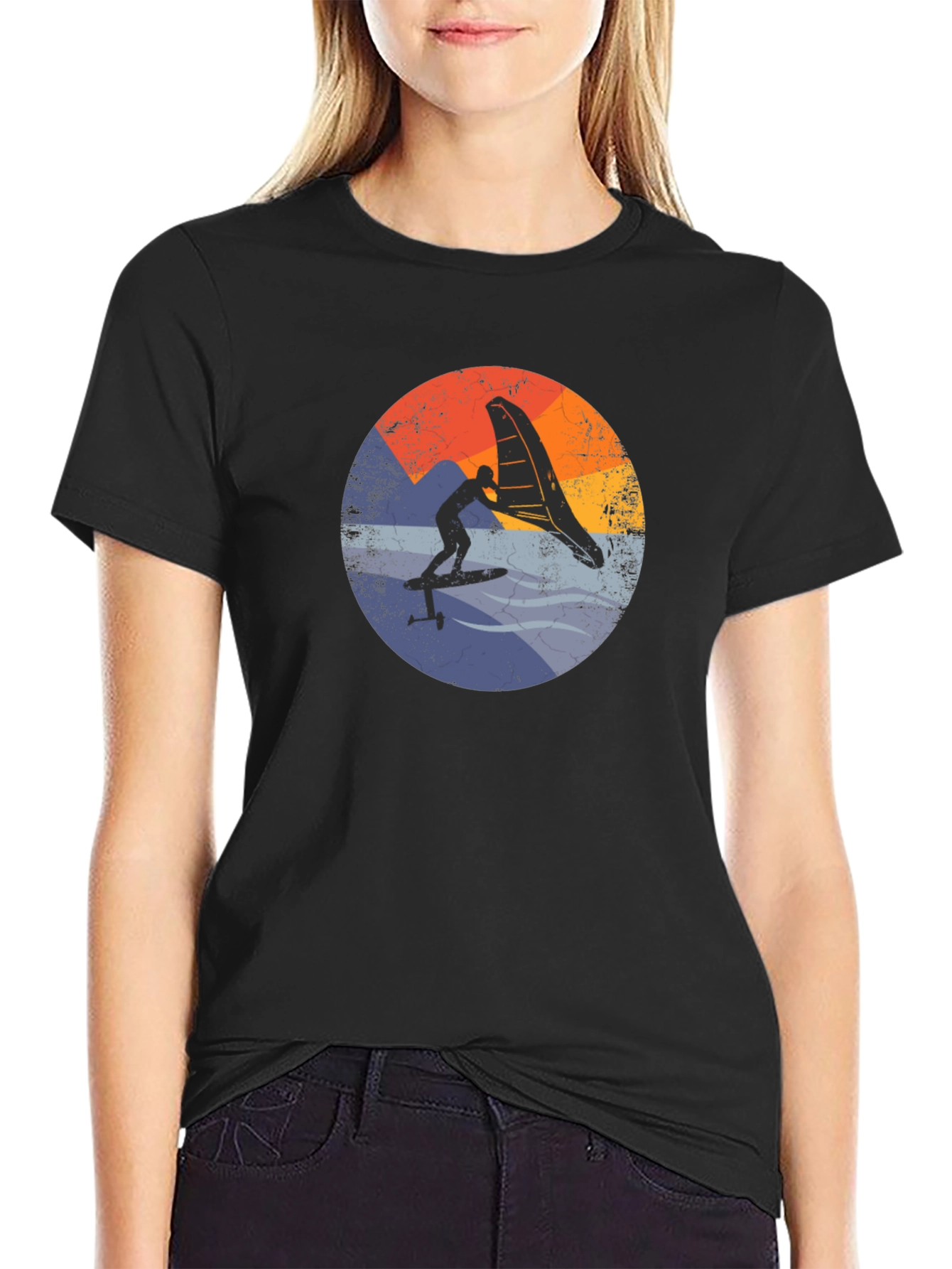 Retro Wing Foiling T-Shirt - Black Surf Tee