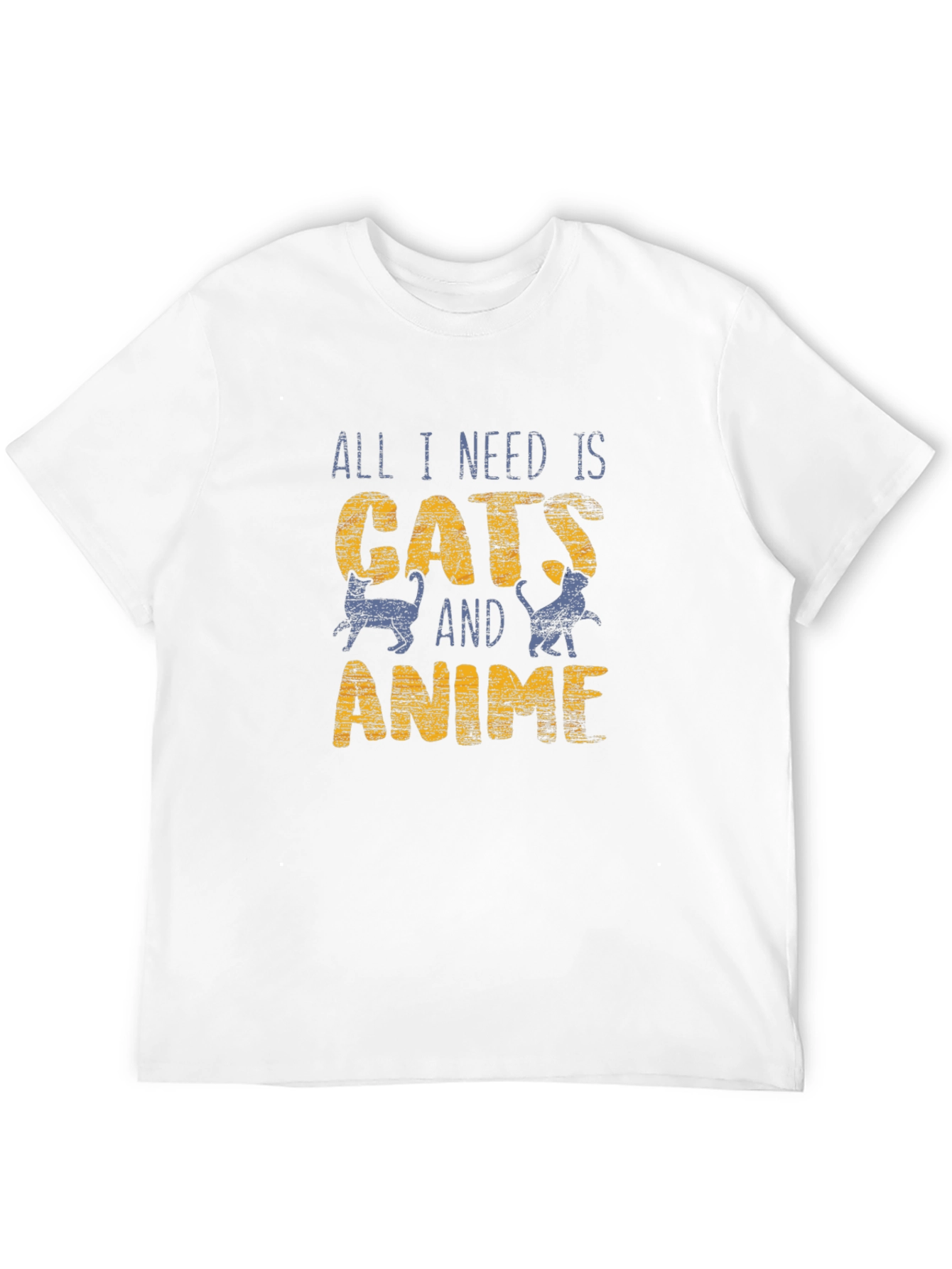 Cats and Anime Graphic Tee - Novelty T-Shirt