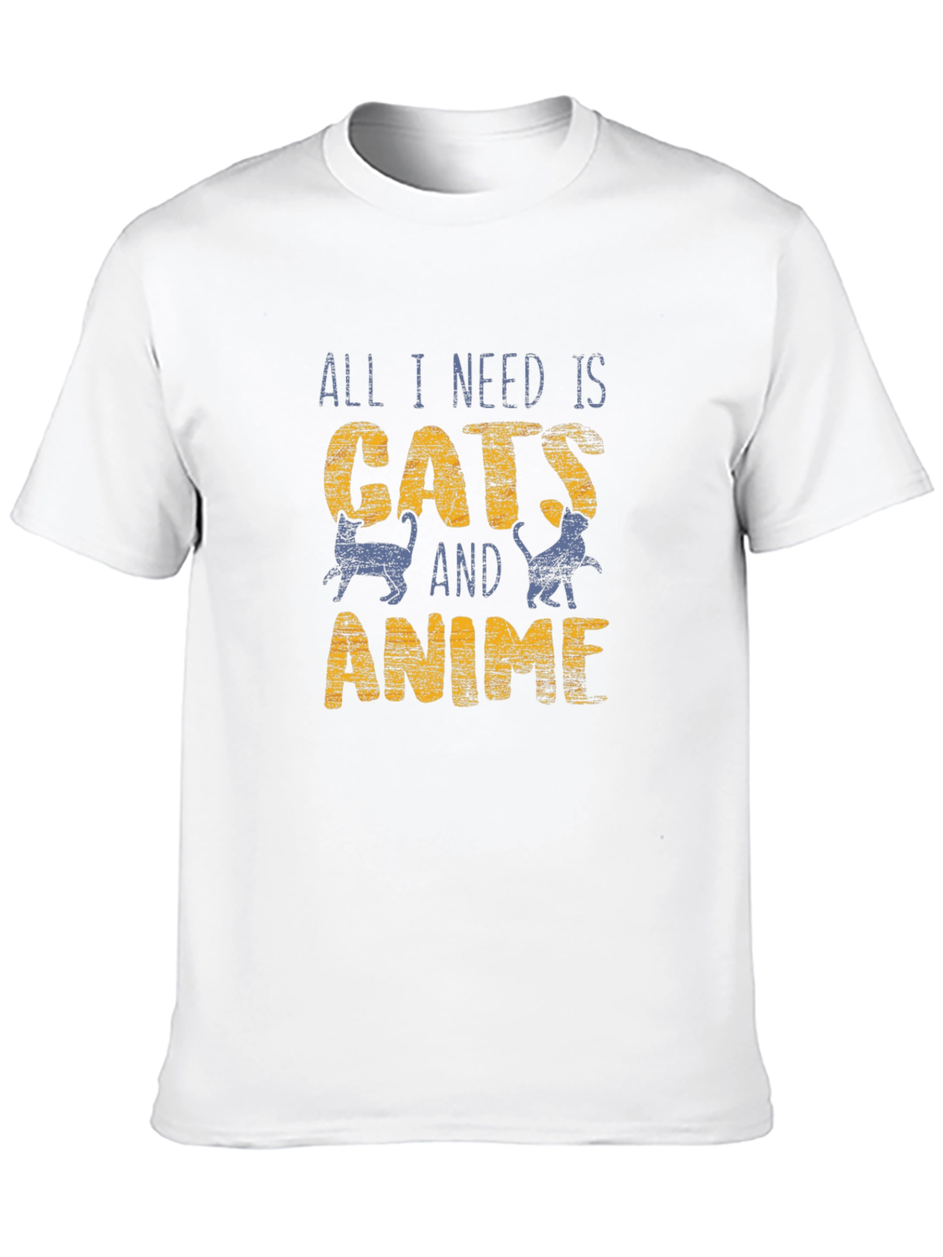Cats and Anime Graphic Tee - Novelty T-Shirt