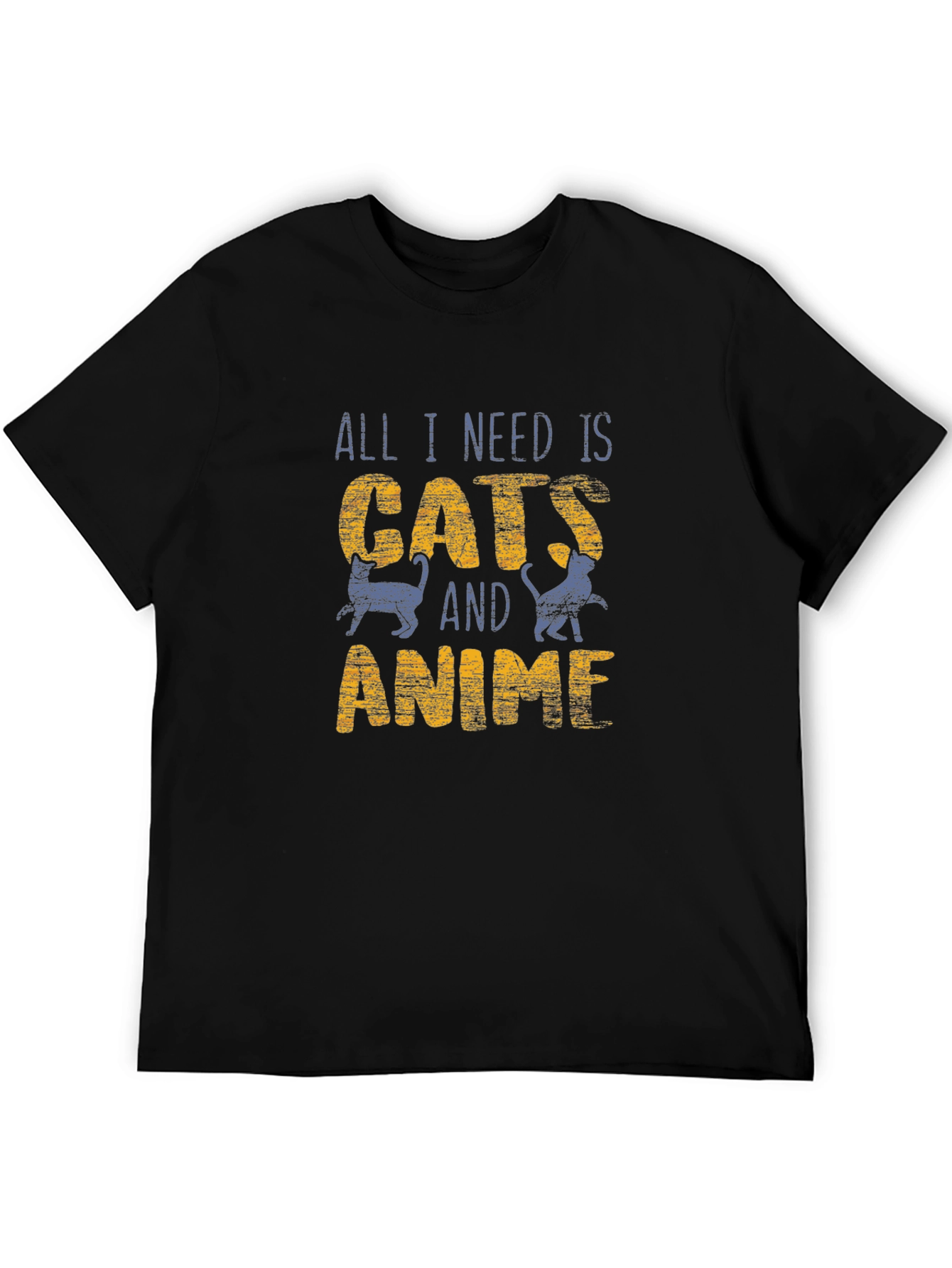 Cats and Anime Graphic Tee - Novelty T-Shirt