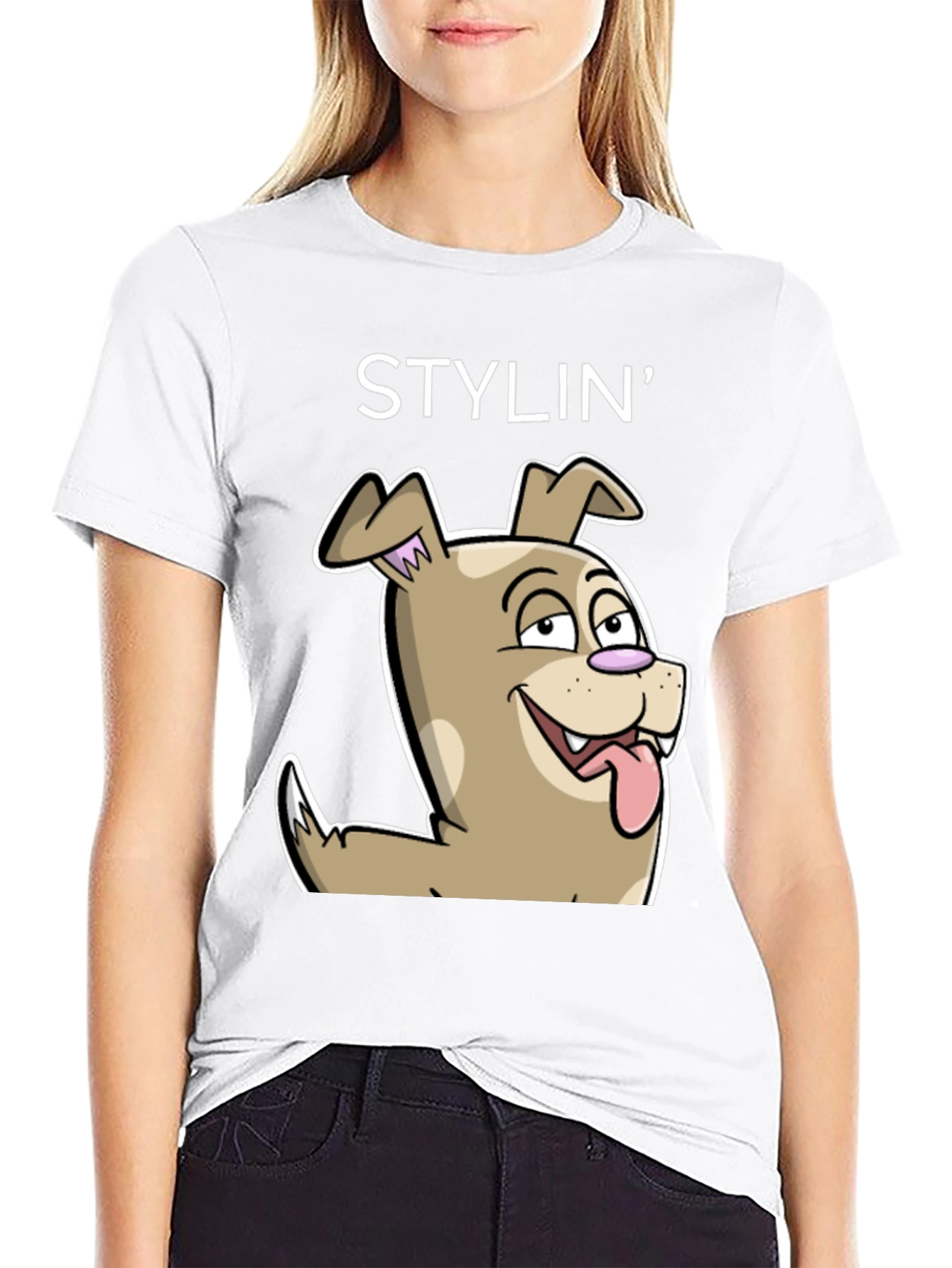 Stylin Dog Cartoon Graphic Tee - Unisex