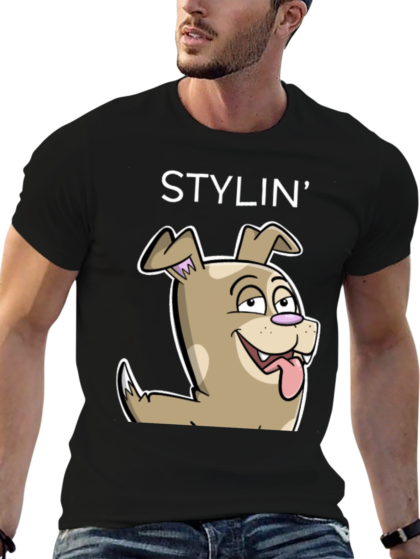 Stylin Dog Cartoon Graphic Tee - Unisex