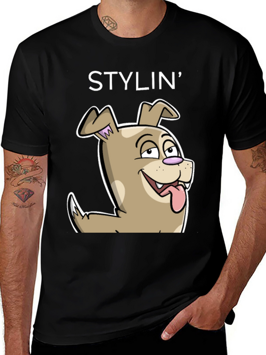 Stylin Dog Cartoon Graphic Tee - Unisex