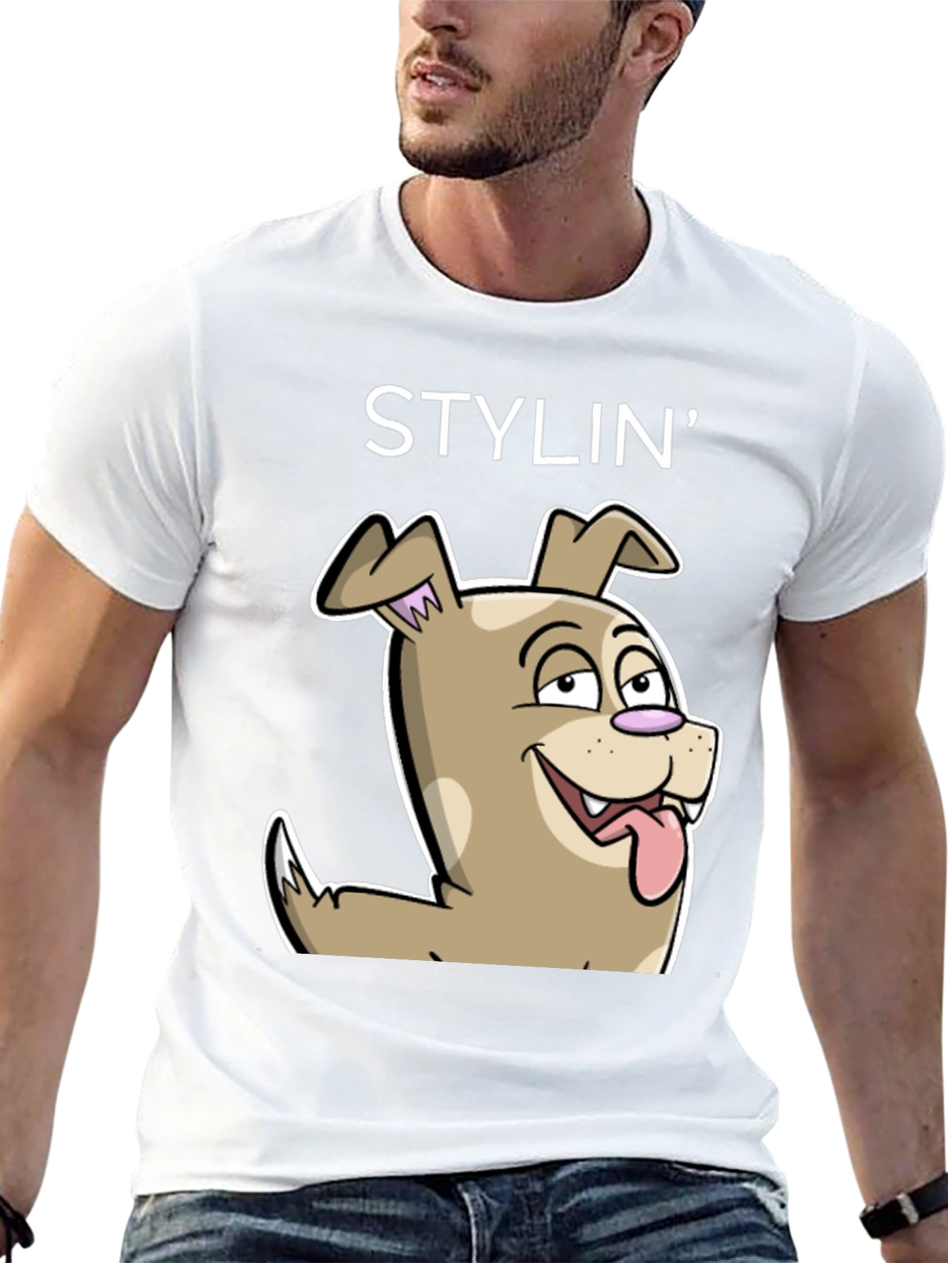 Stylin Dog Cartoon Graphic Tee - Unisex