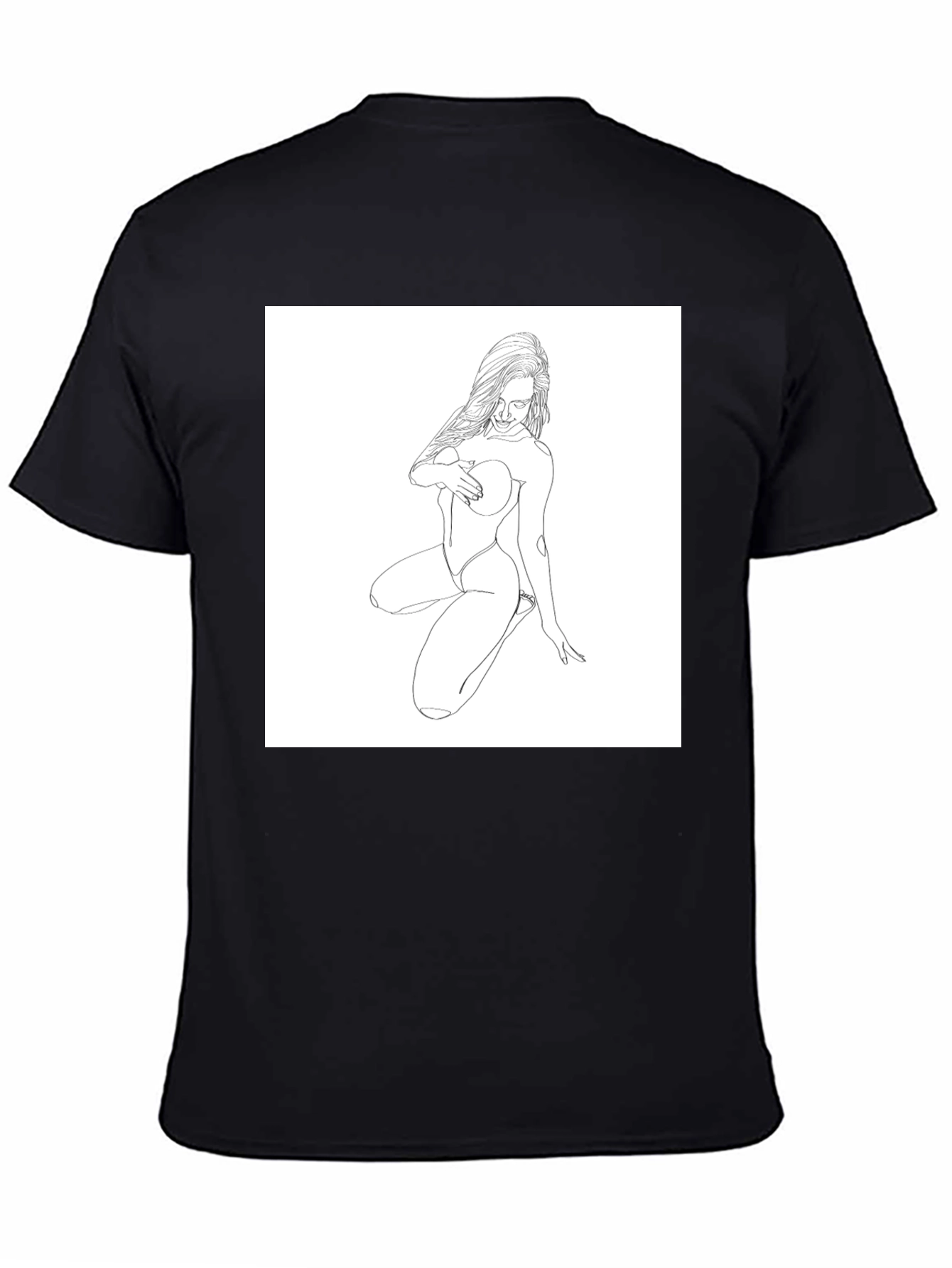 Minimalist Line Art Graphic Black T-Shirt