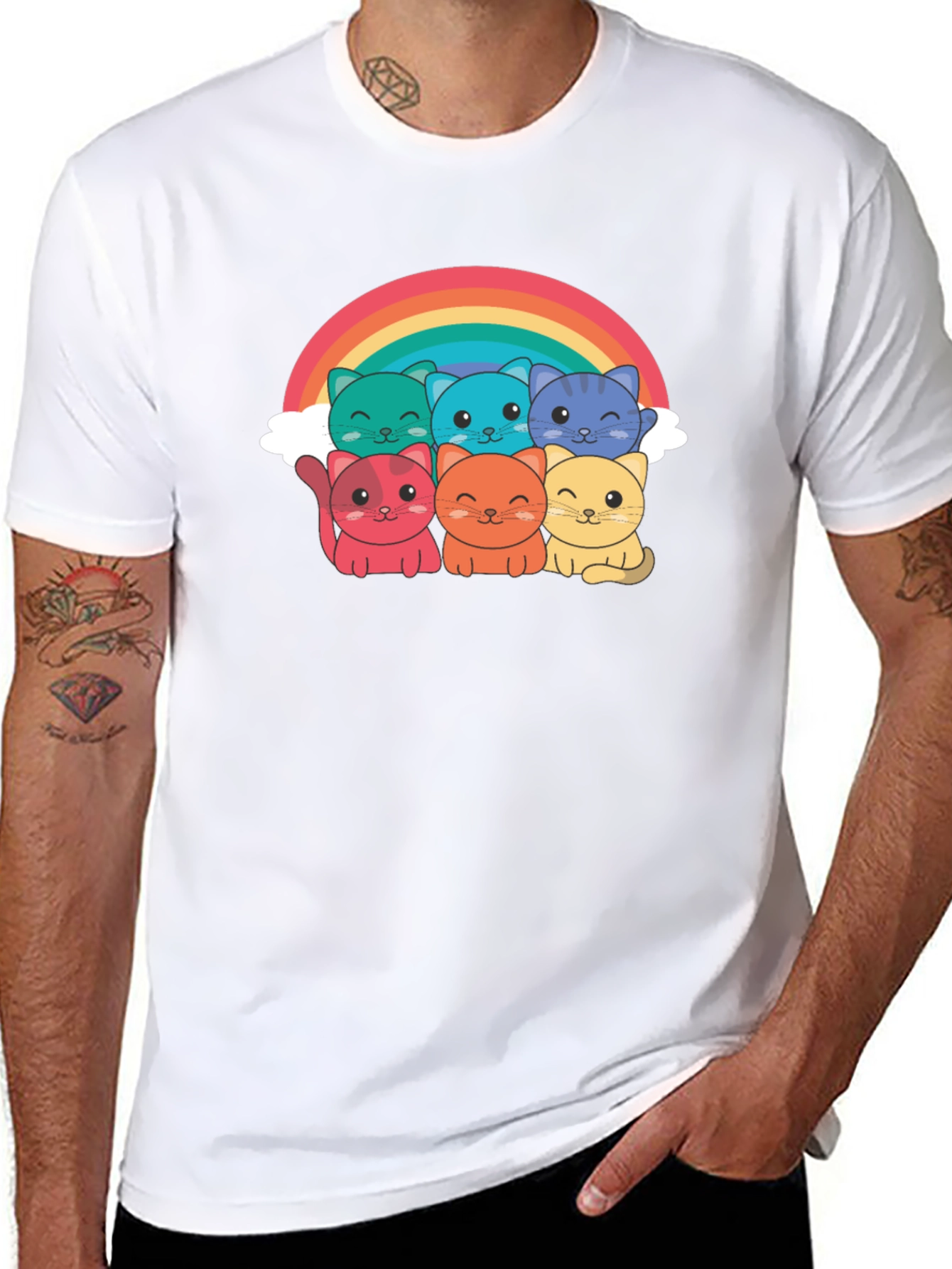 Rainbow Cat T-Shirt - Adorable Kitten Design