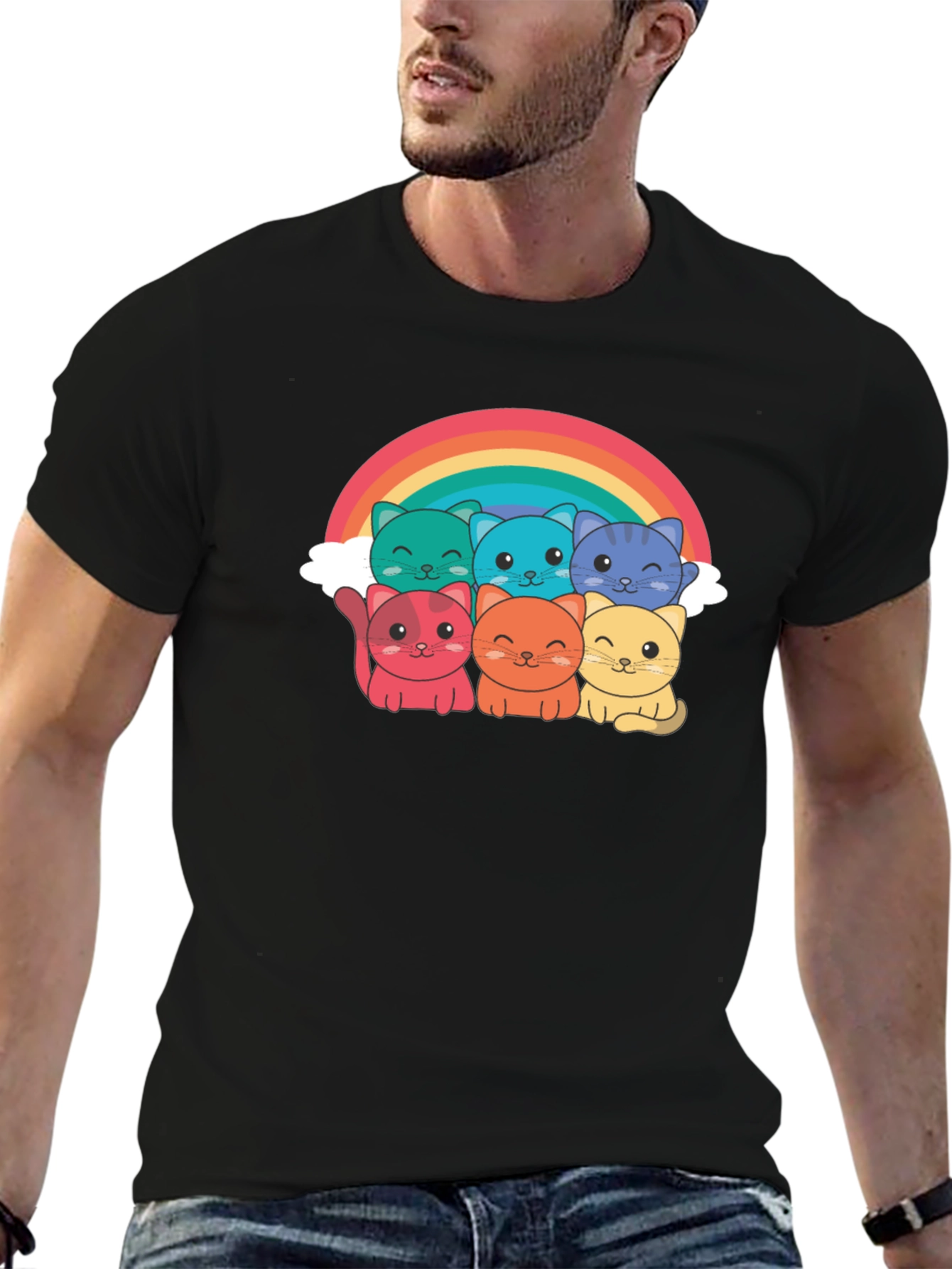 Rainbow Cat T-Shirt - Adorable Kitten Design