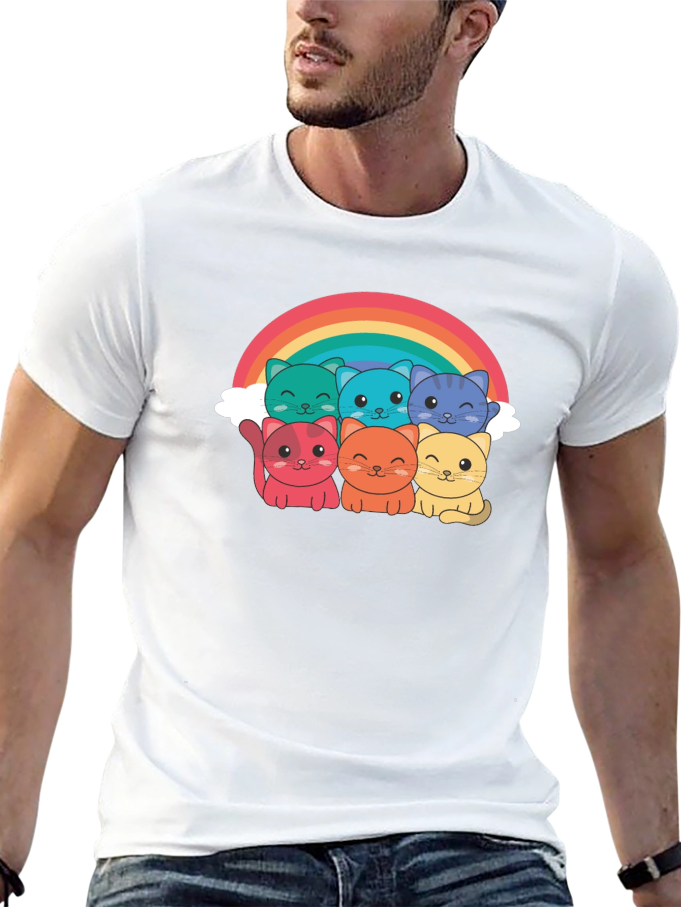 Rainbow Cat T-Shirt - Adorable Kitten Design