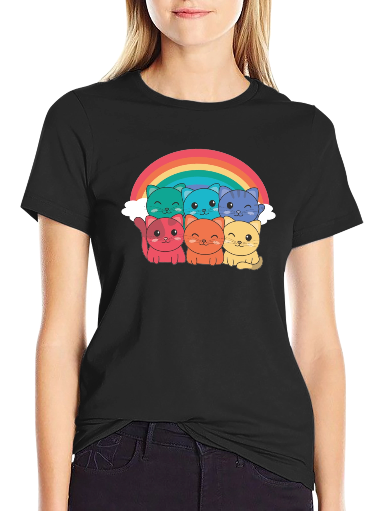 Rainbow Cat T-Shirt - Adorable Kitten Design