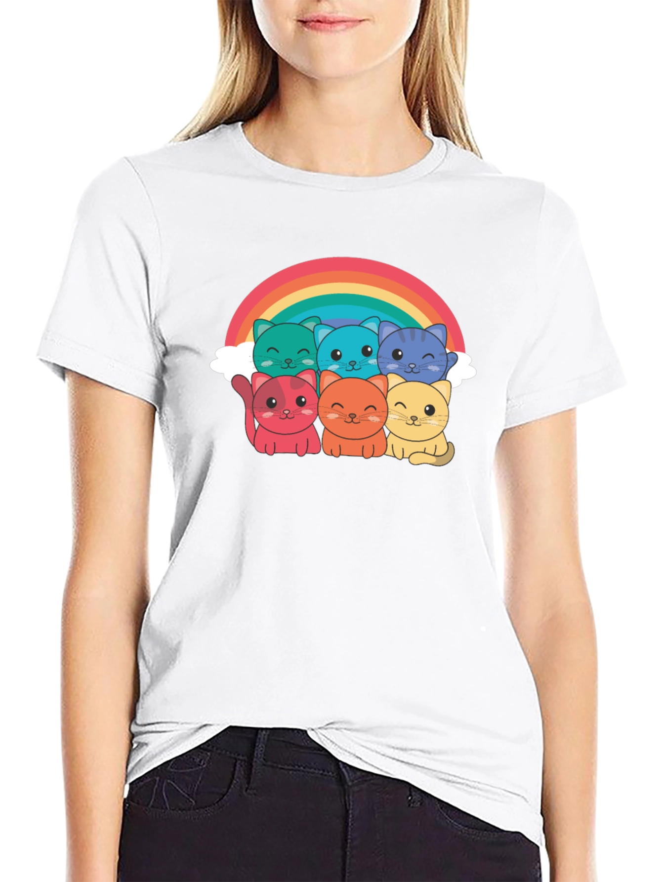 Rainbow Cat T-Shirt - Adorable Kitten Design