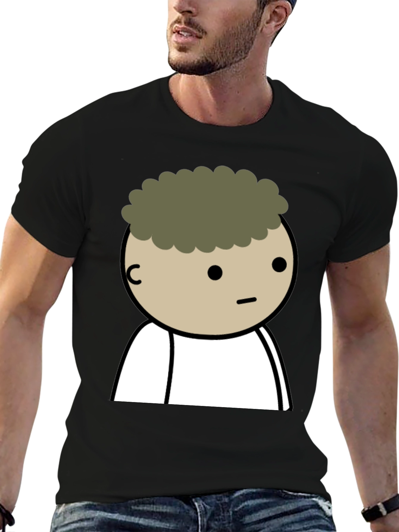 Cartoon Character Graphic Tee - Black