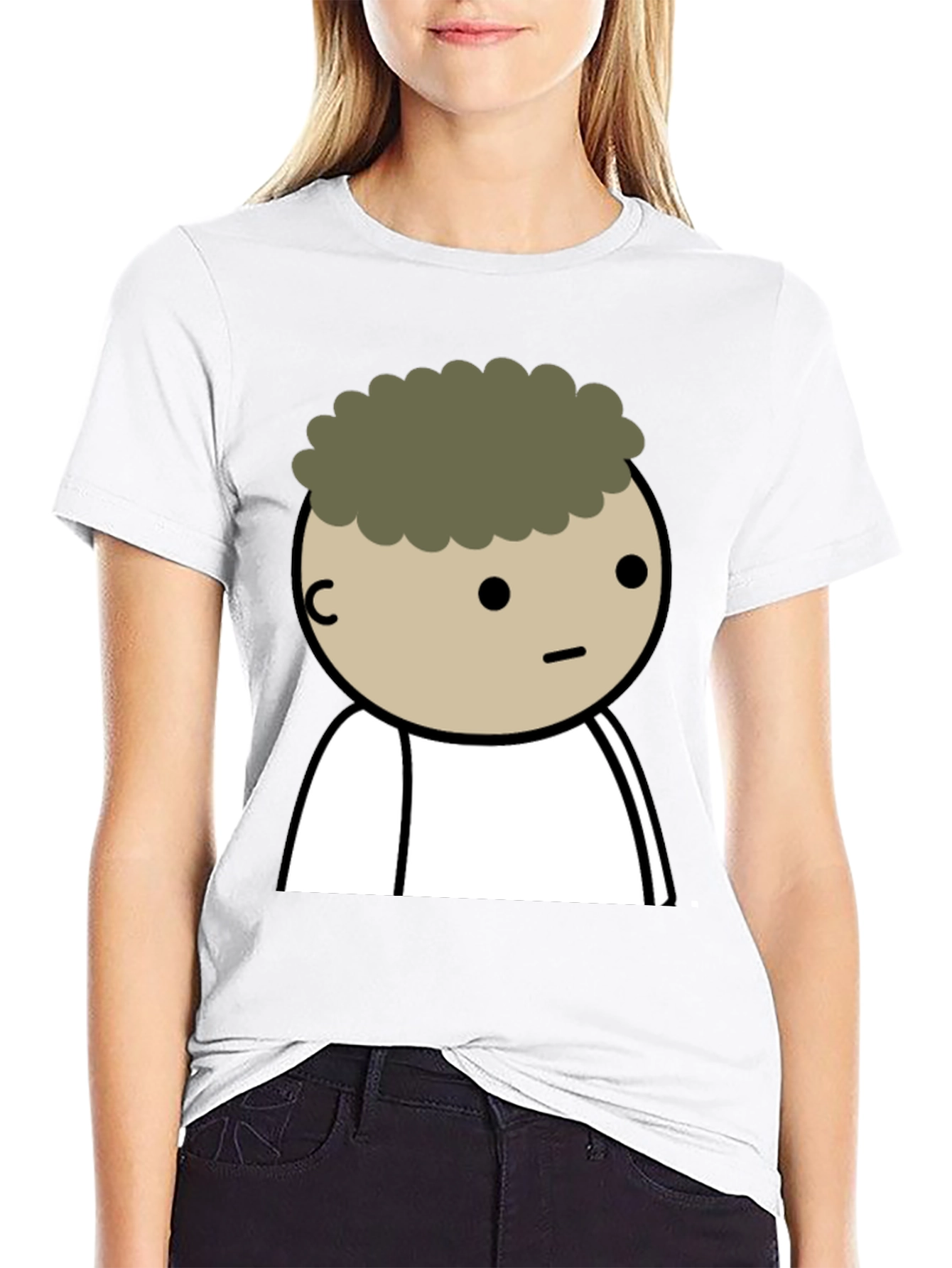 Cartoon Character Graphic Tee - Black