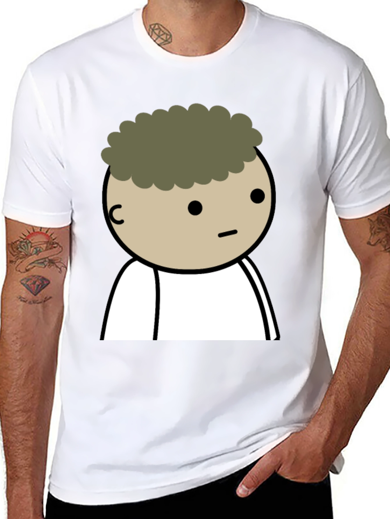 Cartoon Character Graphic Tee - Black