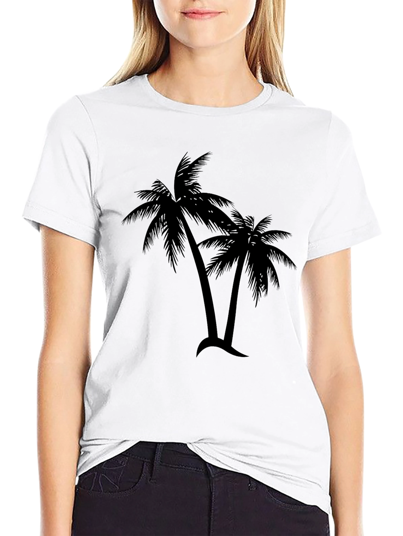 Tropical Palm Tree Graphic T-Shirt - Black