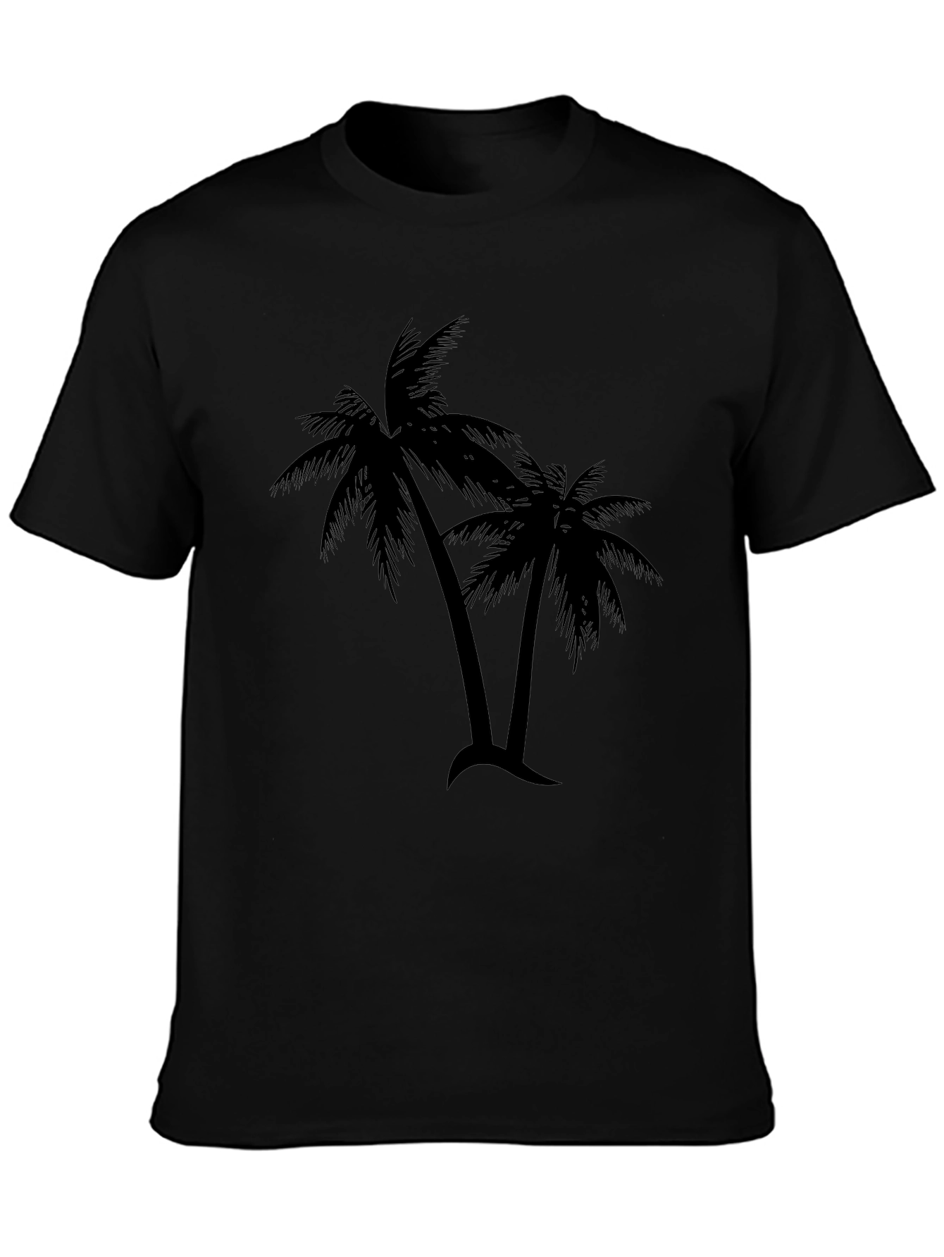 Tropical Palm Tree Graphic T-Shirt - Black