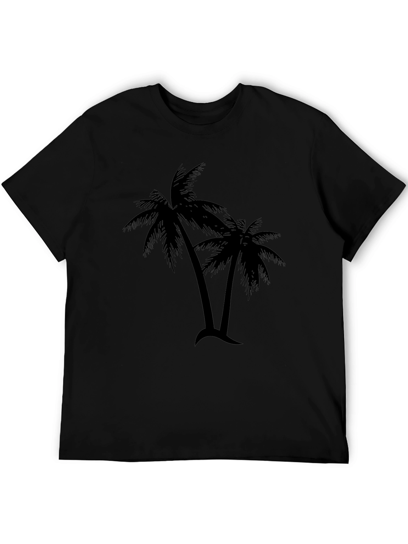 Tropical Palm Tree Graphic T-Shirt - Black