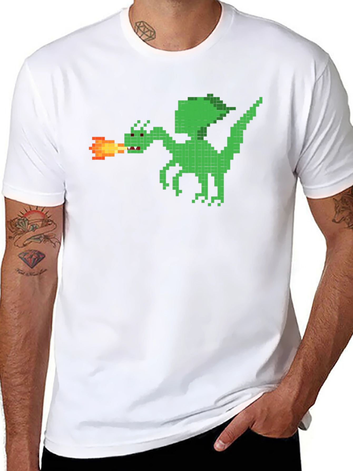 Pixelated Dragon T-Shirt - Retro Gaming Style