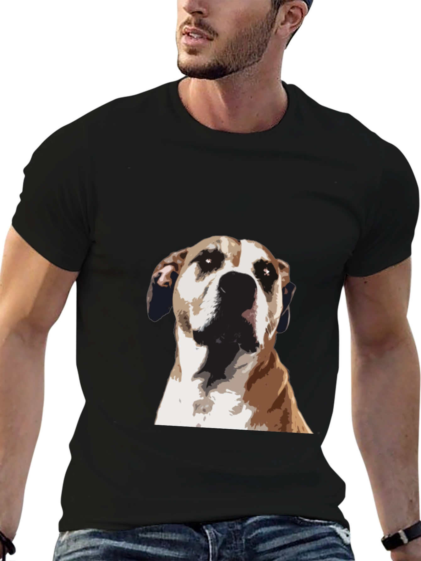 Dog Graphic Tee - Stylish Mens Black T-Shirt