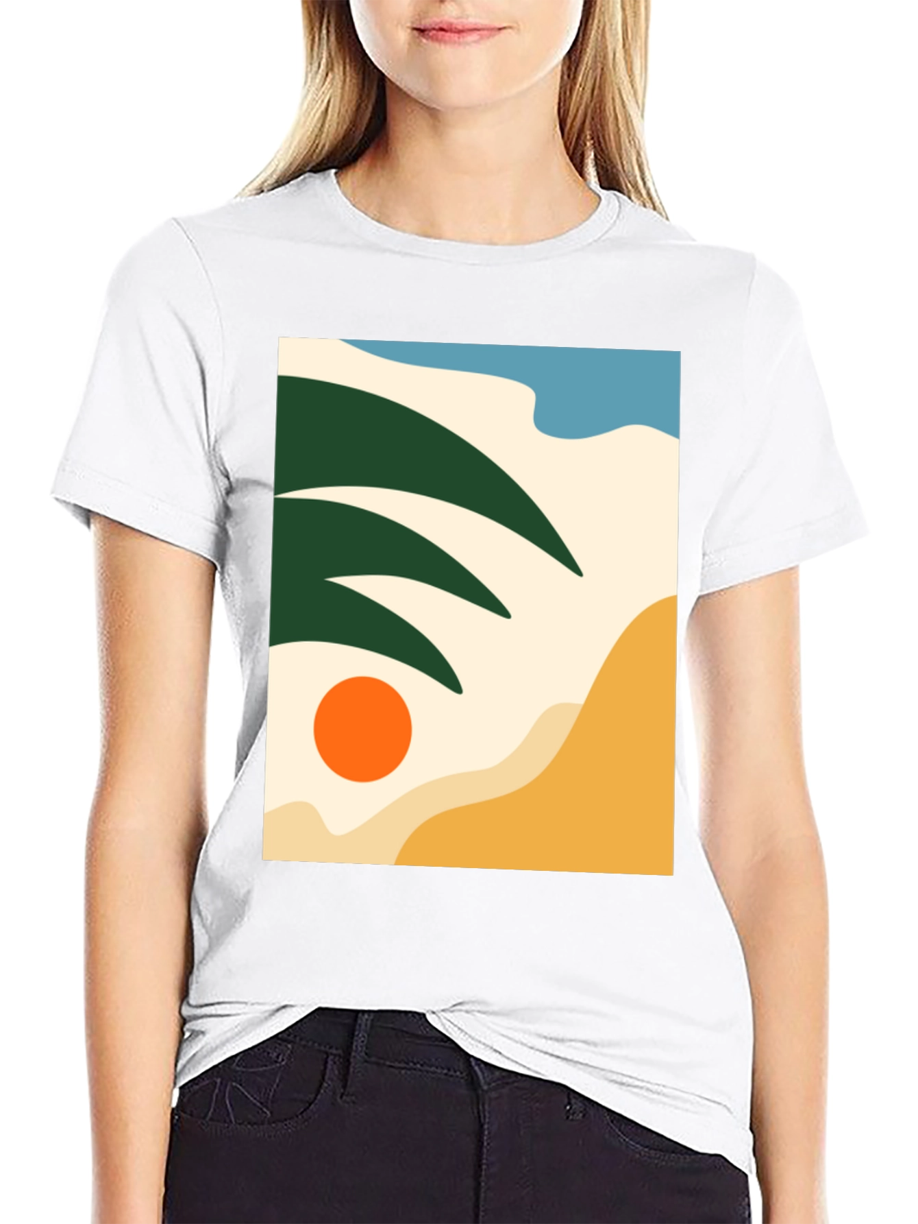 Abstract Beach Scene Graphic Tee - Modern Stylish Design
