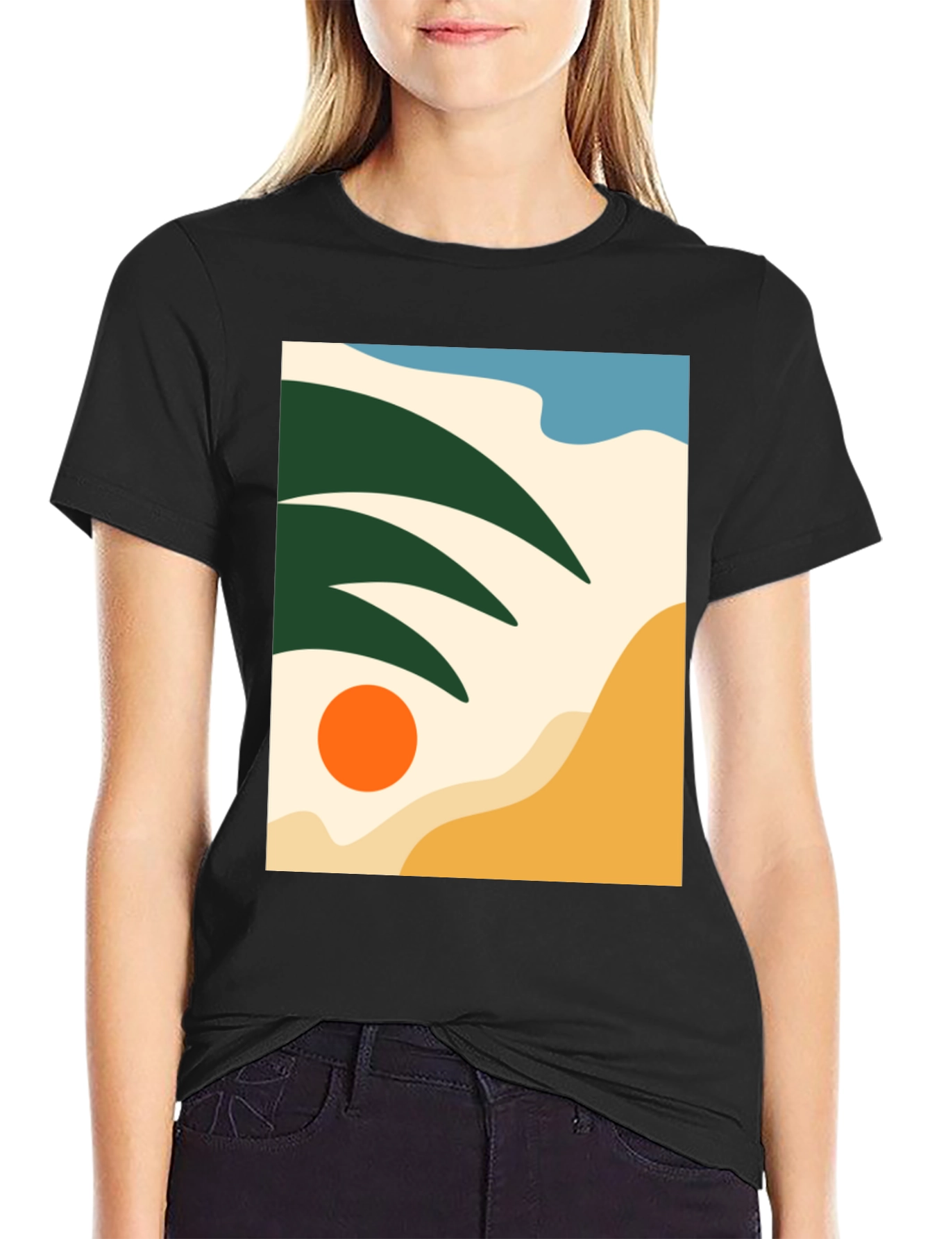 Abstract Beach Scene Graphic Tee - Modern Stylish Design