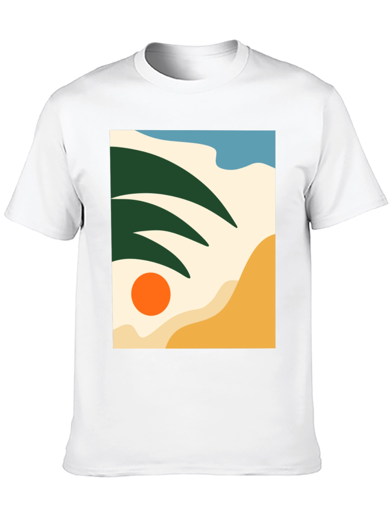 Abstract Beach Scene Graphic Tee - Modern Stylish Design