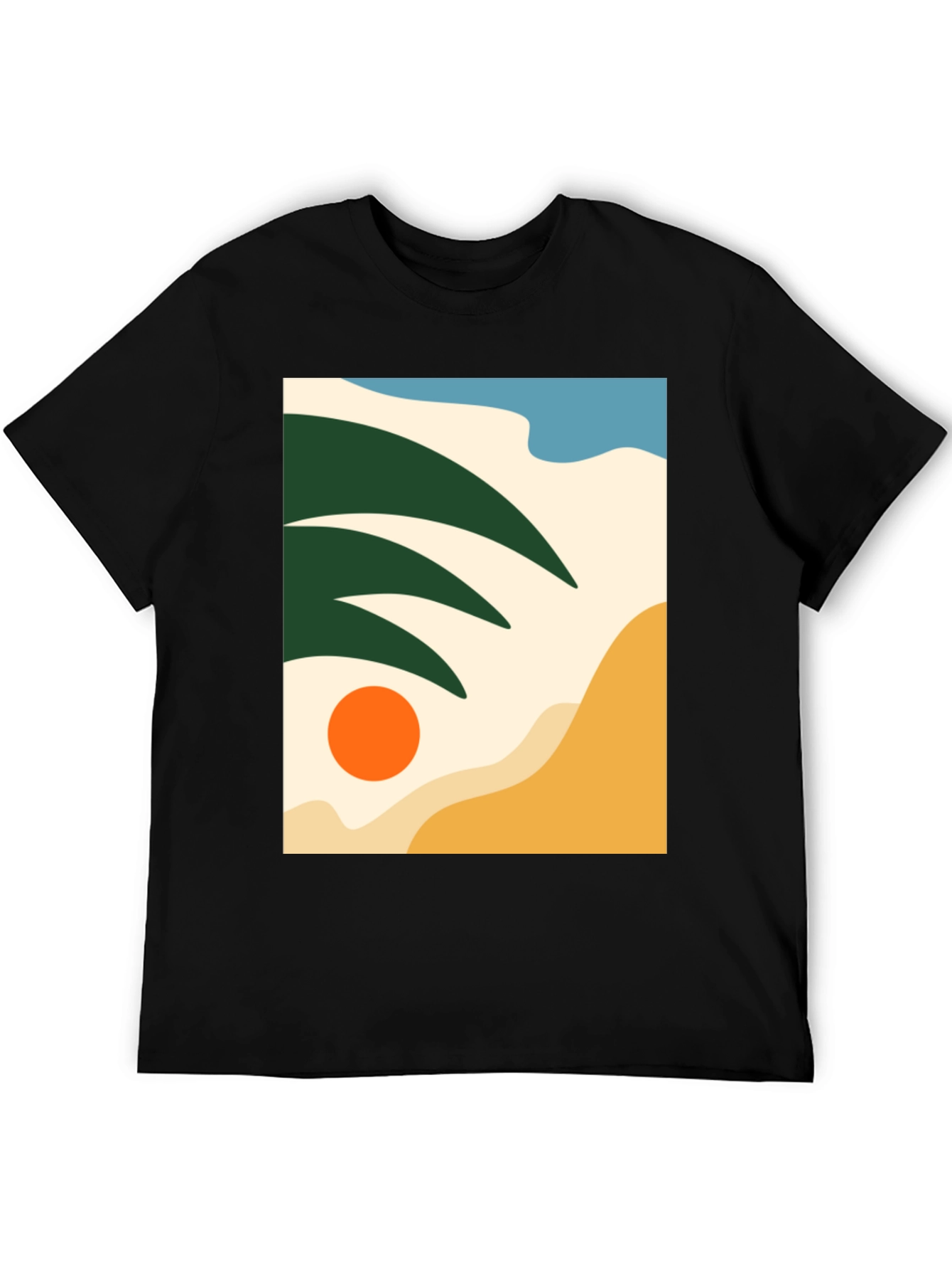 Abstract Beach Scene Graphic Tee - Modern Stylish Design