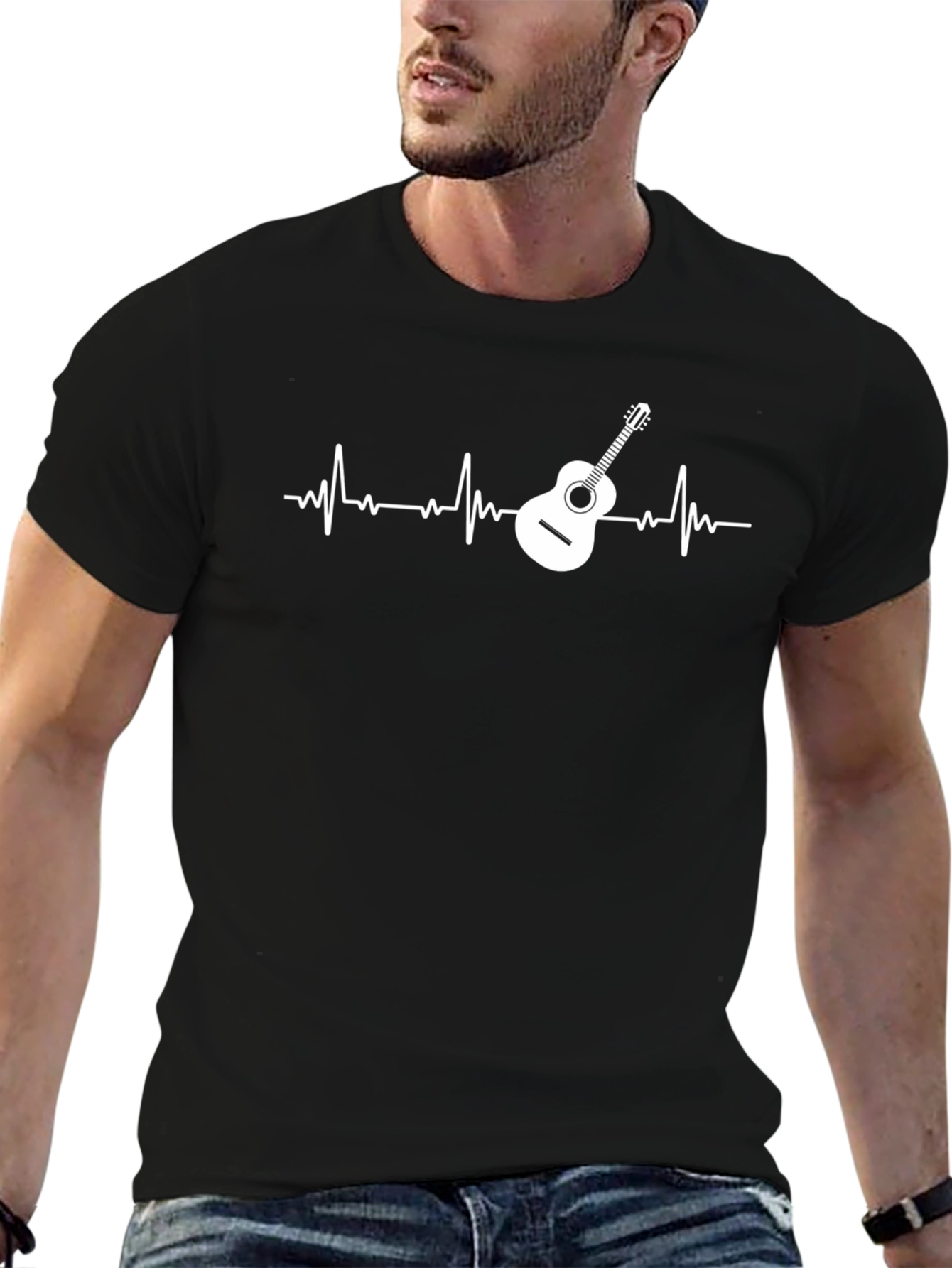 Guitar Heartbeat Graphic T-Shirt - Music Lover Tee